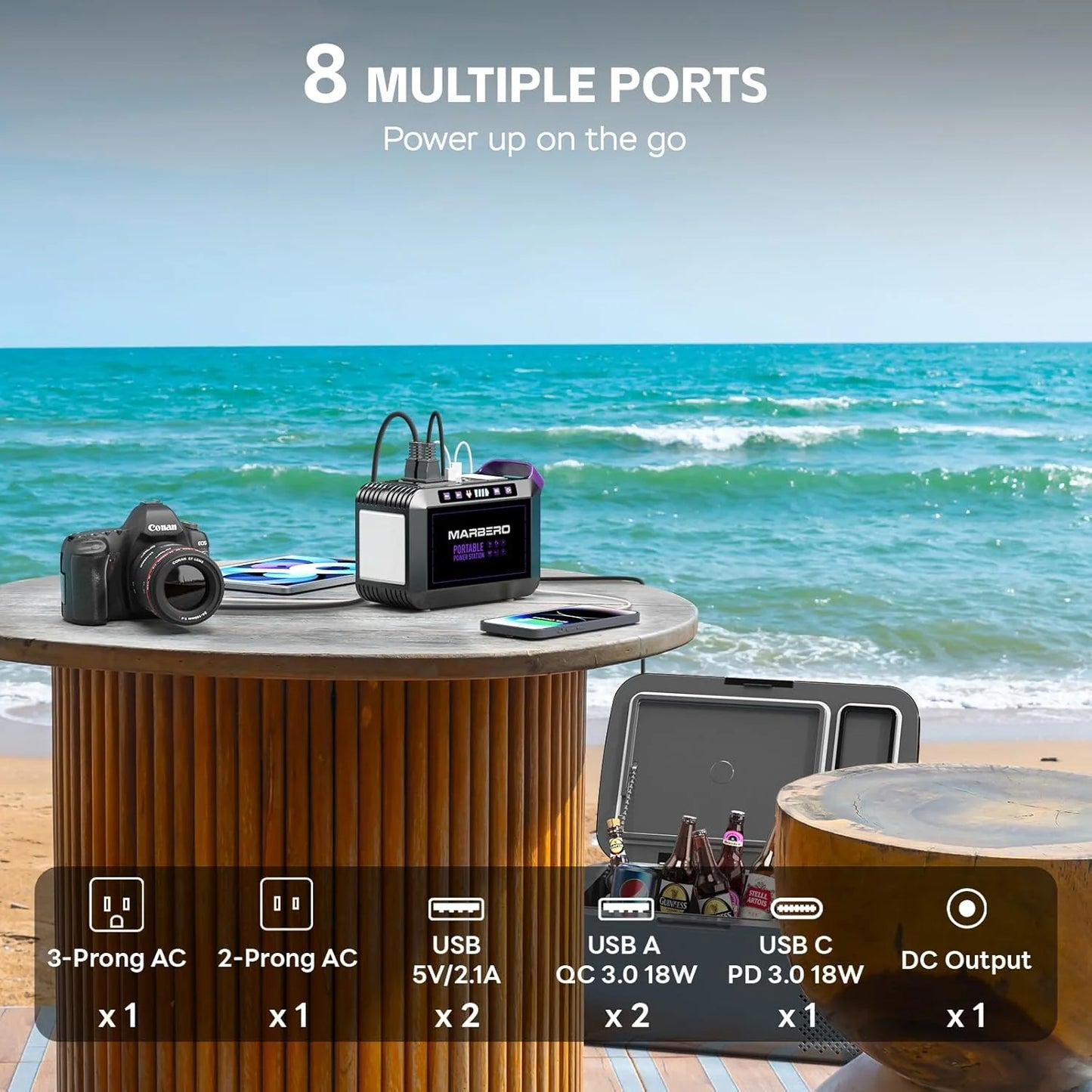 Portable Power Station 88Wh Camping Lithium Battery Solar Generator Fast Charging with AC Outlet 120W Peak Power Bank