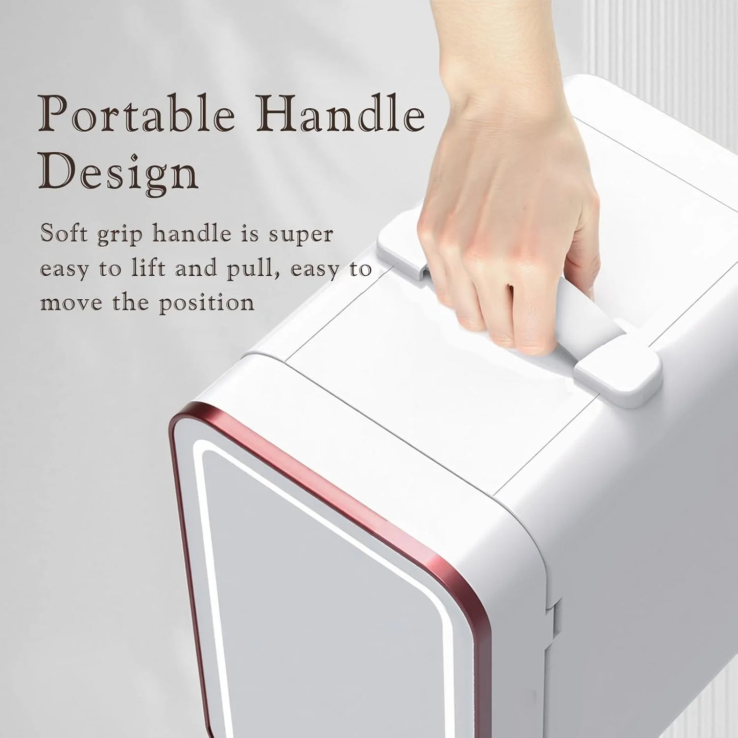 Skincare Fridge, 6L/10 Can Mini Fridge for Bedroom with Dimmable LED Mirror, Portable Cooler & Warmer Small Compact Refrigerator for Skincare, Cosmetics, Bedroom and Office, White