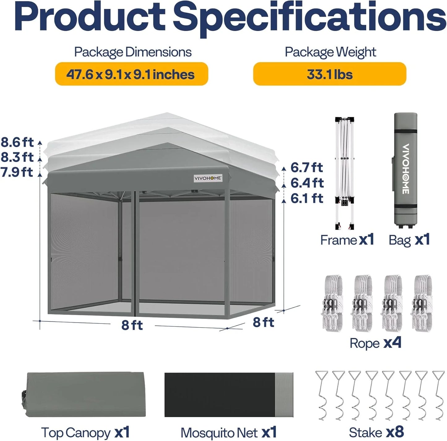 10x10ft Easy Pop-Up Canopy, Outdoor Screen Tent with Mosquito Netting, 2 Zipper Doors, and Roller Bag for Yard Camping Picnic Party Events, Beige