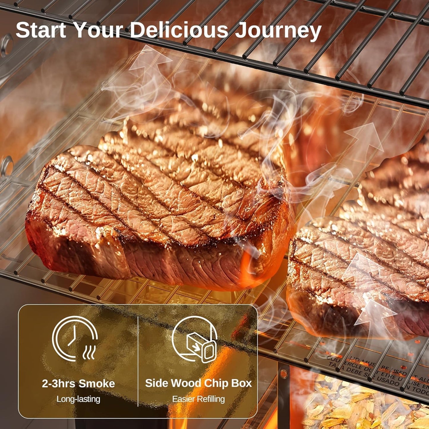 EAST OAK 30" Outdoor Electric Smoker | Built-in meat probe, smokes up to 6 times longer in a single load, side loader for uninterrupted smoking