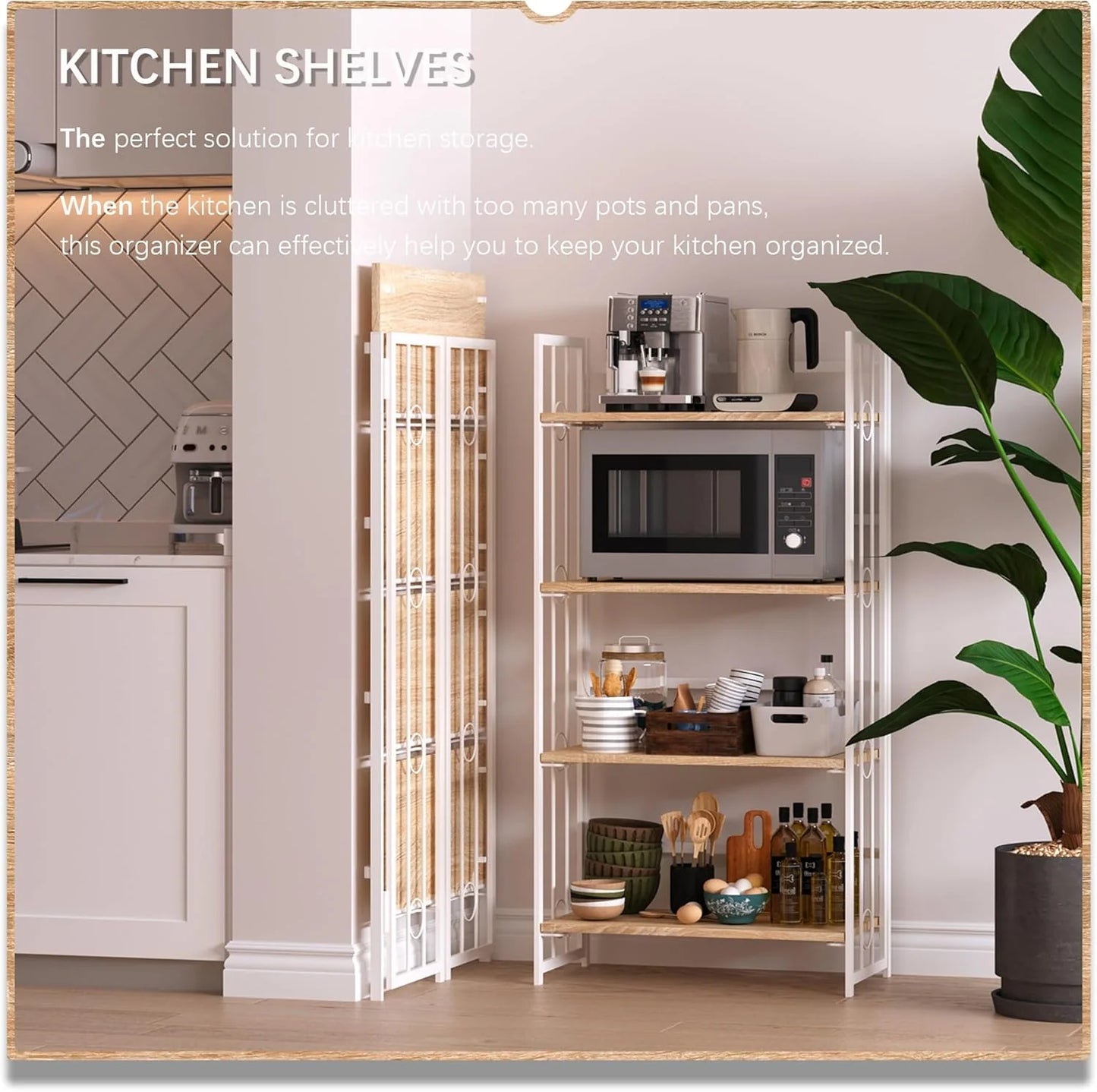 5 Tiers No Assembly Book Shelves 51.2" H Folding Bookshelf Bookcase