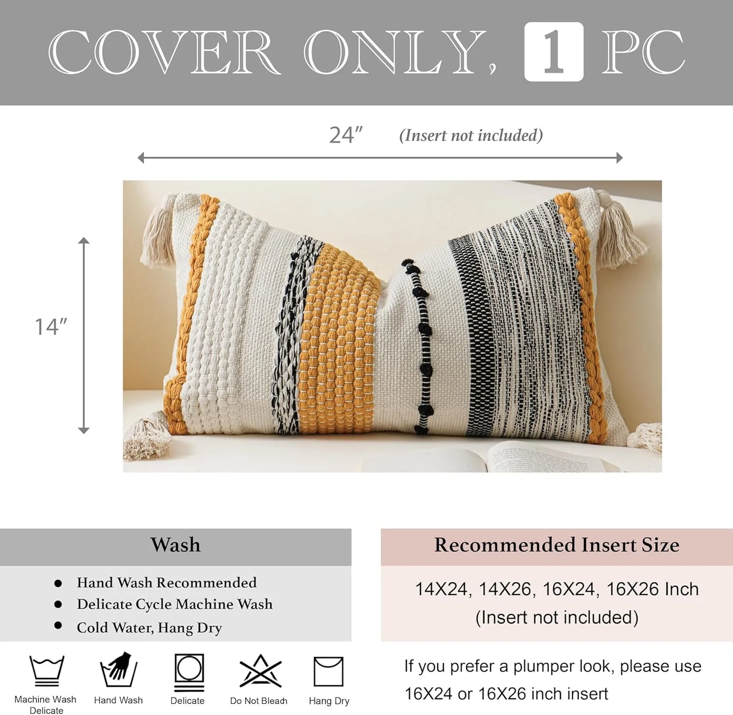 Blue Boho Decorative Throw Pillow Cover 20x20