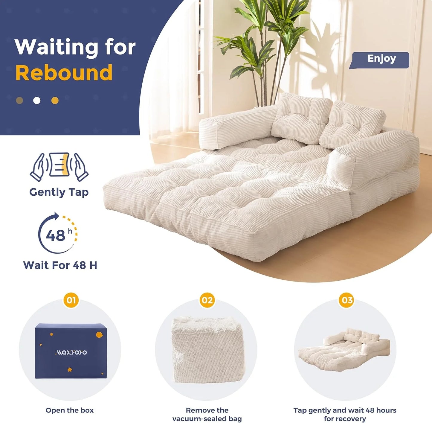 Folding Sofa Bed, L-Shaped Convertible Sofa Bed with Armrests and Pillows,