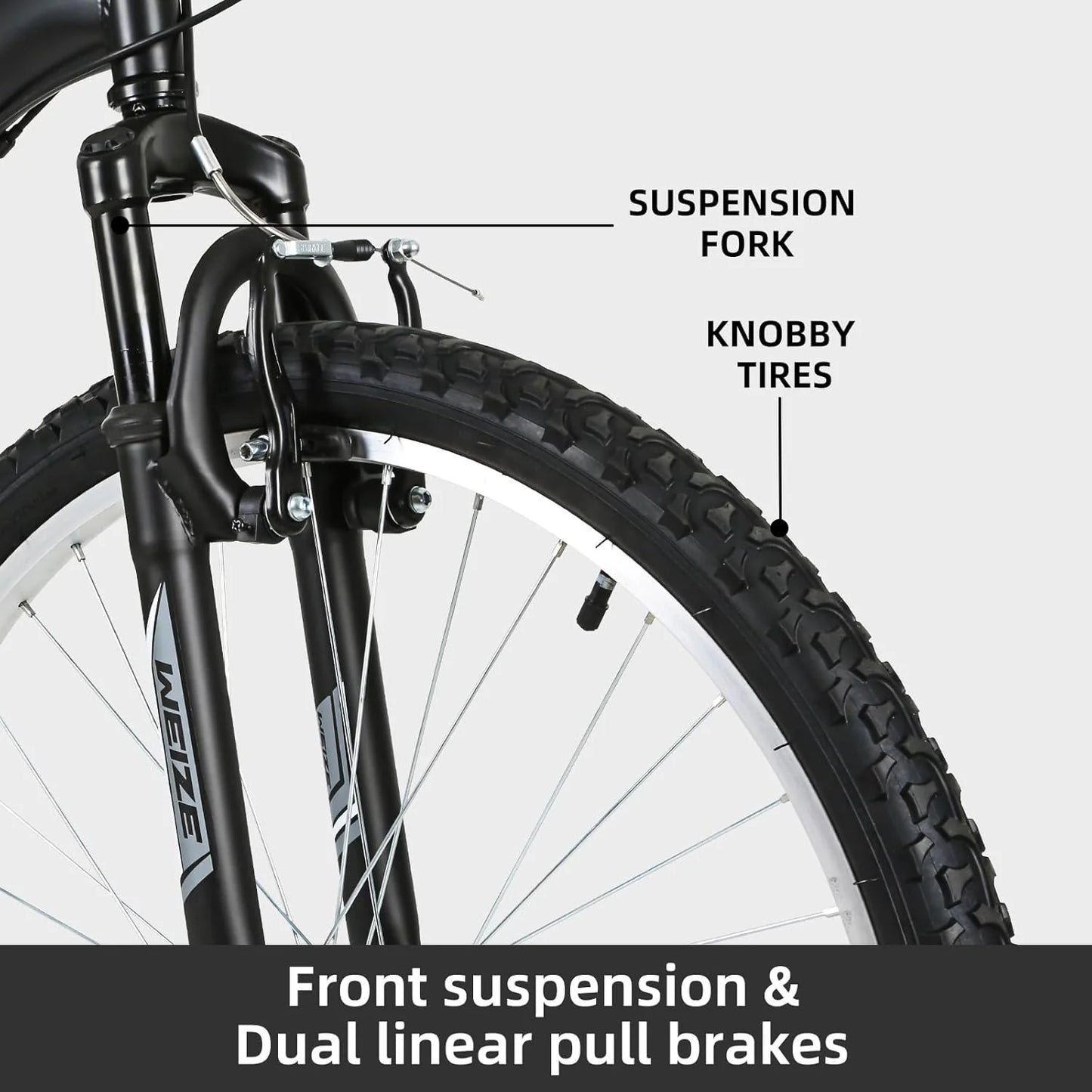 WEIZE Mountain Bike, 26 27.5 inch Outdoor Hybrid Bikes,18-Speed/High-Carbon Steel/Dual Full Suspension, Adjustable Ergonomic Seat for Men Women Adult, MTB Bicycle with Suspension Fork,Sleek Colors