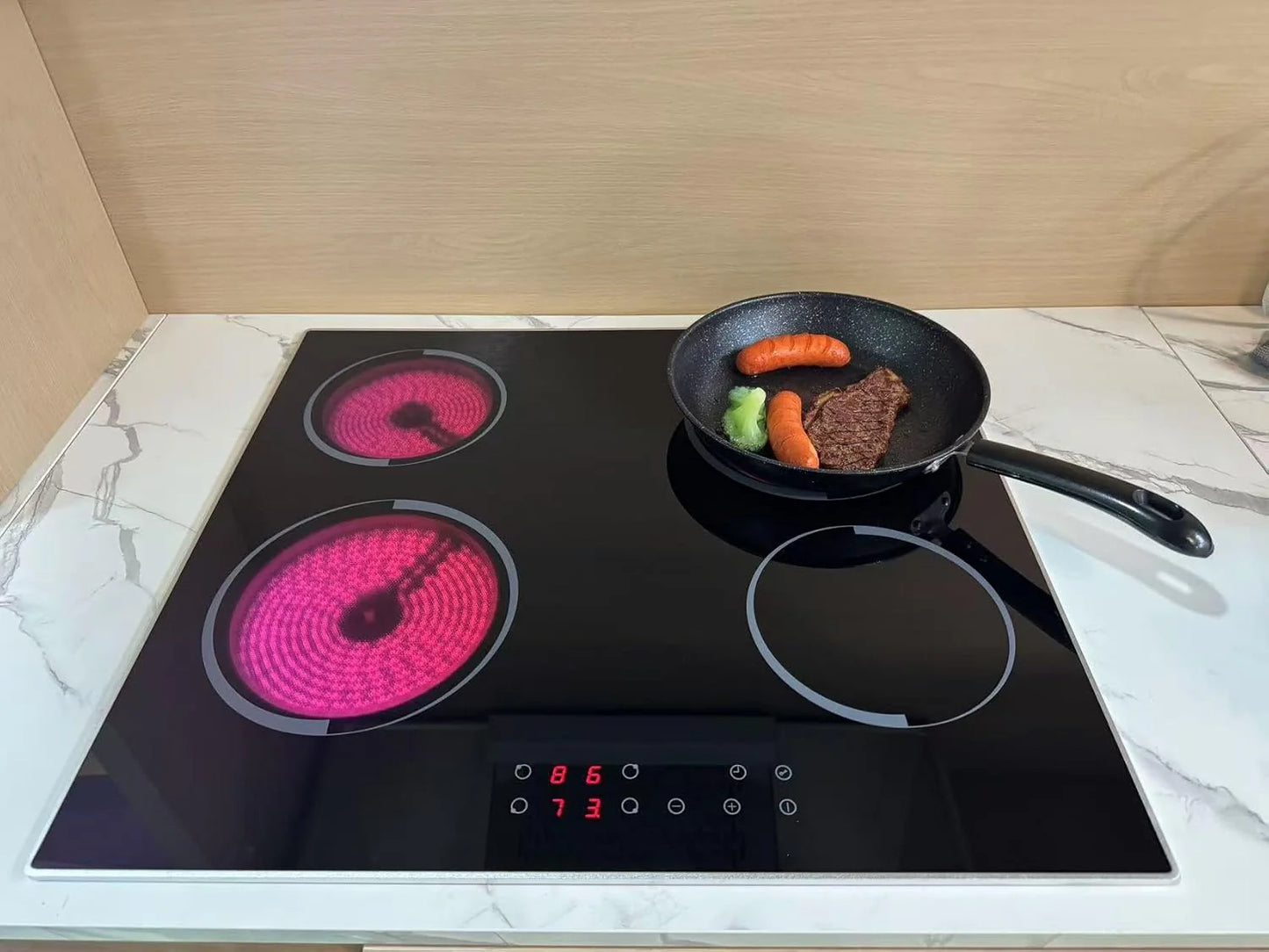 Electric Cooktop 30 Inch - 5 Burners Built-in Ceramic Cooktop, 30" Electric Stove Top with Glass Protection Metal Frame, 9 Heating Level, 8400W, 220-240V for Hard Wire(No Plug)