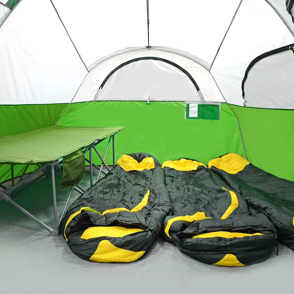 CAMPROS CP Tent 8 Person Camping Tents, Weather Resistant Family Tent, 5 Large Mesh Windows, Double Layer, Divided Curtain for Separated Room, Portable with Carry Bag