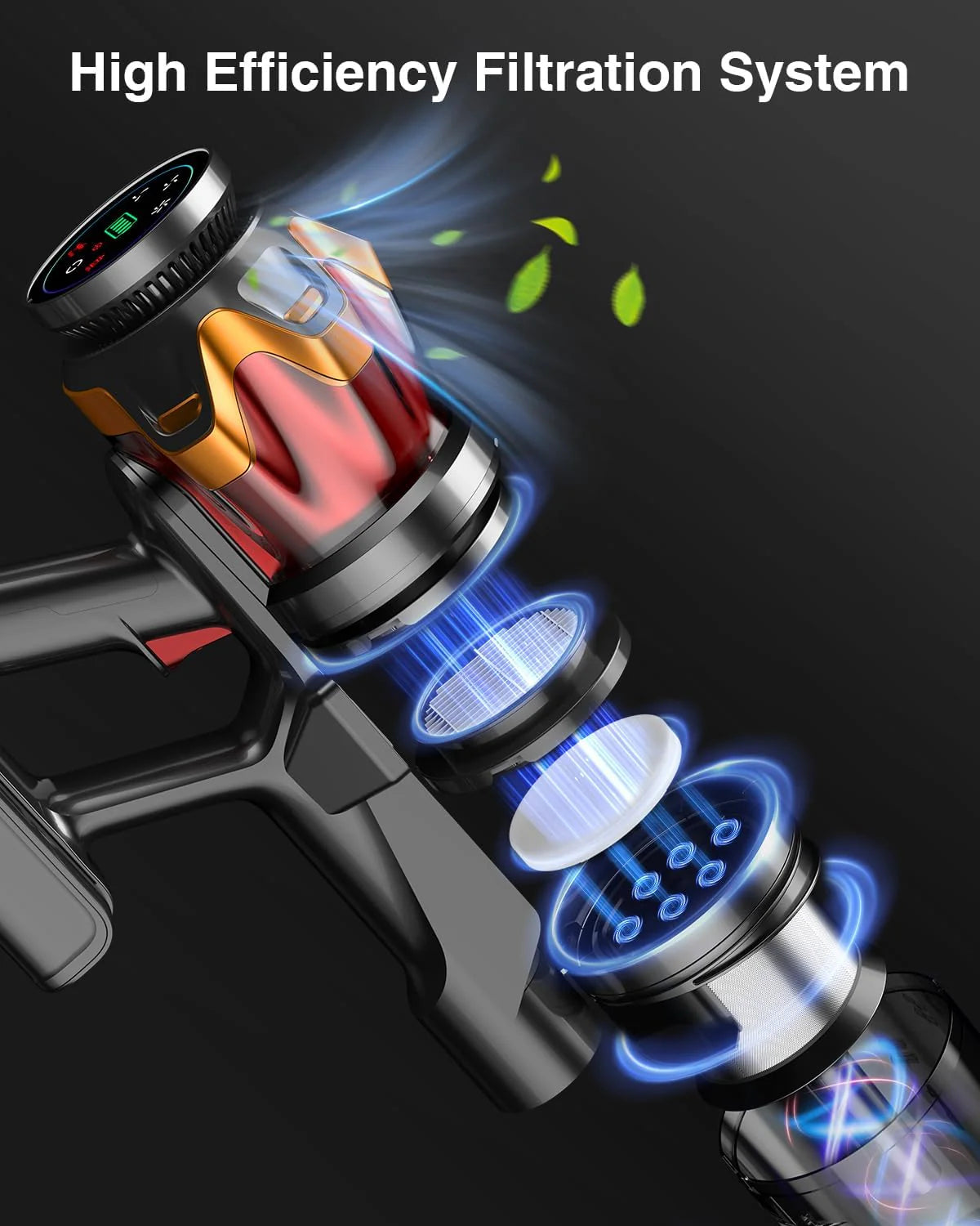 Cordless Vacuum Cleaner,580W 48KPA 65Mins Vacuum Cleaners for Home,Self-Standing Stick Vacuum with Anti-Tangle Brush & OLED Touch Screen,Rechargeable Vacuum Cordless for Pet Hair,Carpet,Hardwood Floor