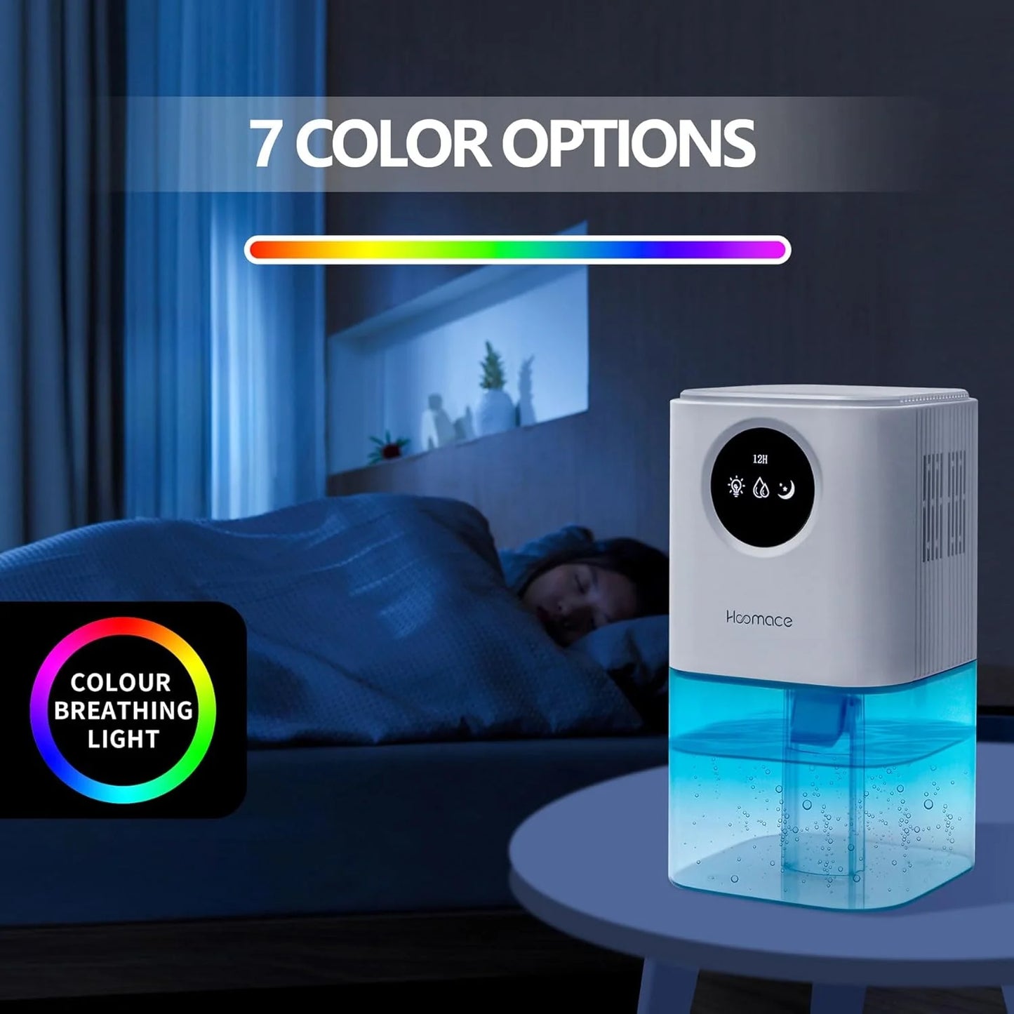 Dehumidifier,2 in 1 Humidifier Dehumidifier Combo,102 OZ Water Tank Dehumidifiers for Home Bedroom,Basement Bathroom,Auto Shut Off,Sleep Mode,7 Colors LED Light