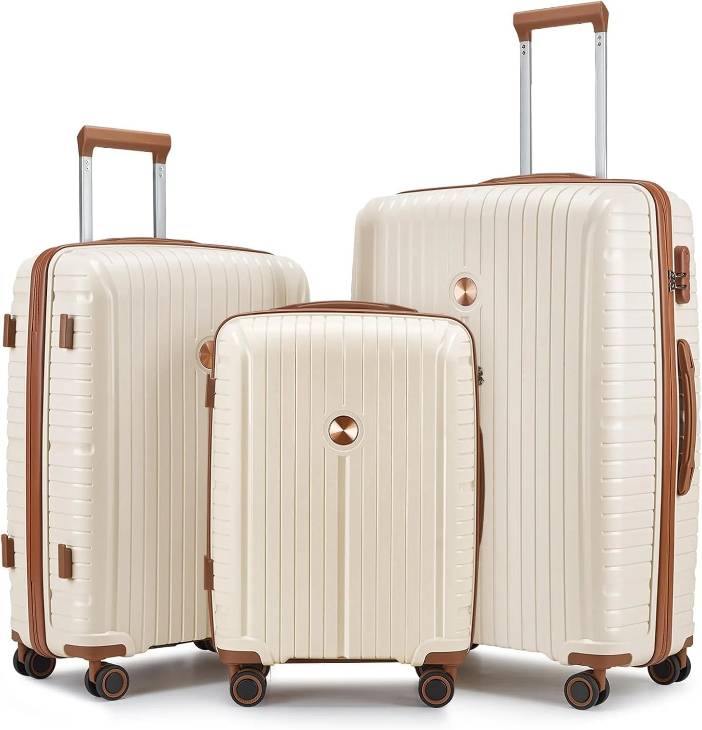 5-piece PP hardshell lightweight travel carry-on luggage set with dual spinner wheels and TSA lock