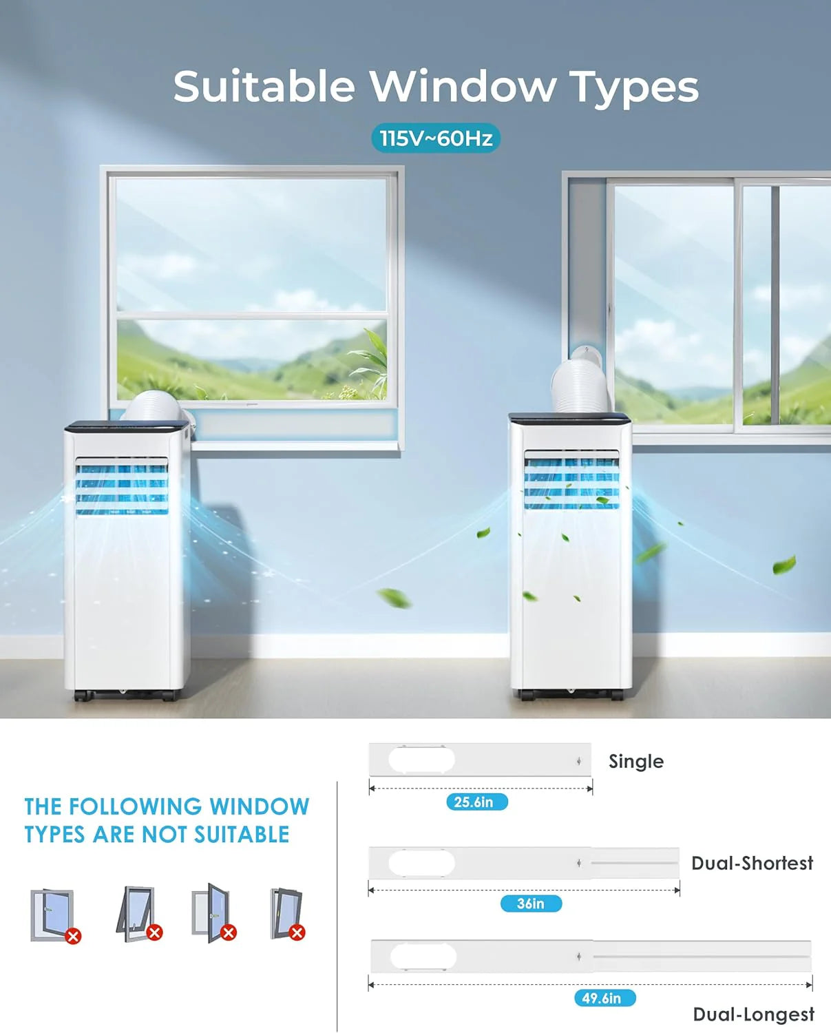 EUHOMY 8,000 BTU Portable Air Conditioners, 4-in-1 Portable AC Unit Up to 350 Sq.Ft, 4 Modes Quiet Air Conditioner with Remote Control, Cool, Fan, Dehumidifier, 24H Timer, Bedroom, Office, Apartments