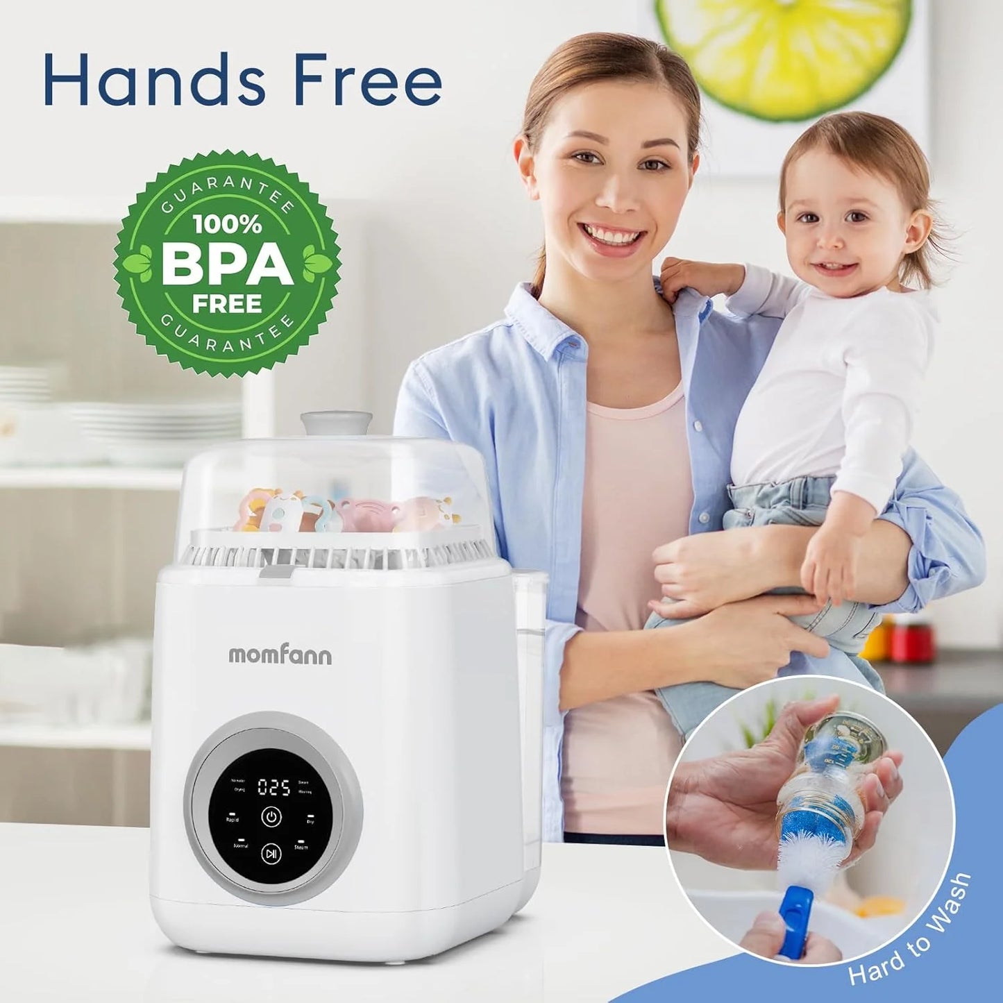Baby Bottle Washer-19 Min Rapid Wash, Sterilizer and Dryer, All-in-One Cleaner, Bottles, Pump Parts & Baby Essentials