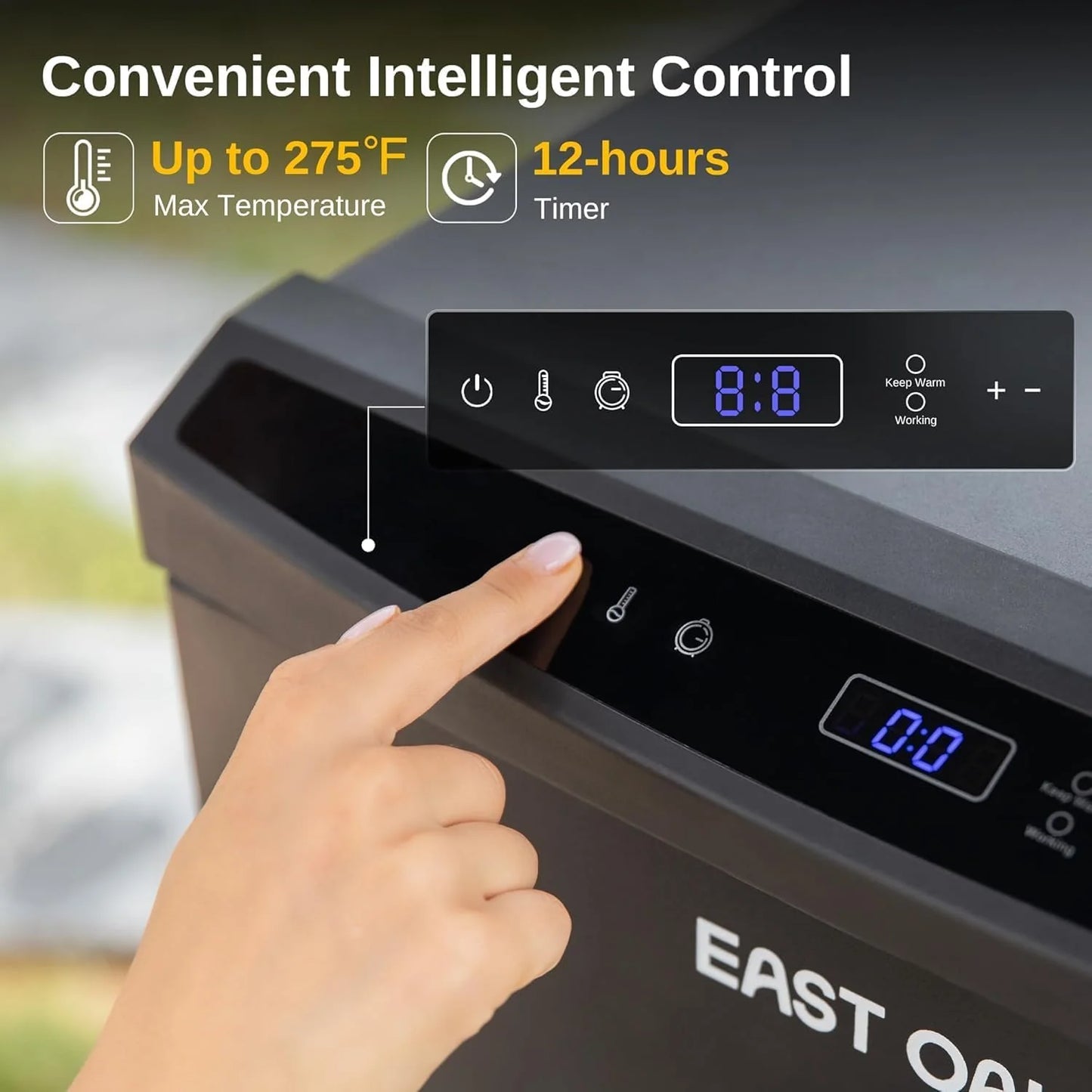 EAST OAK 30" Outdoor Electric Smoker | Built-in meat probe, smokes up to 6 times longer in a single load, side loader for uninterrupted smoking