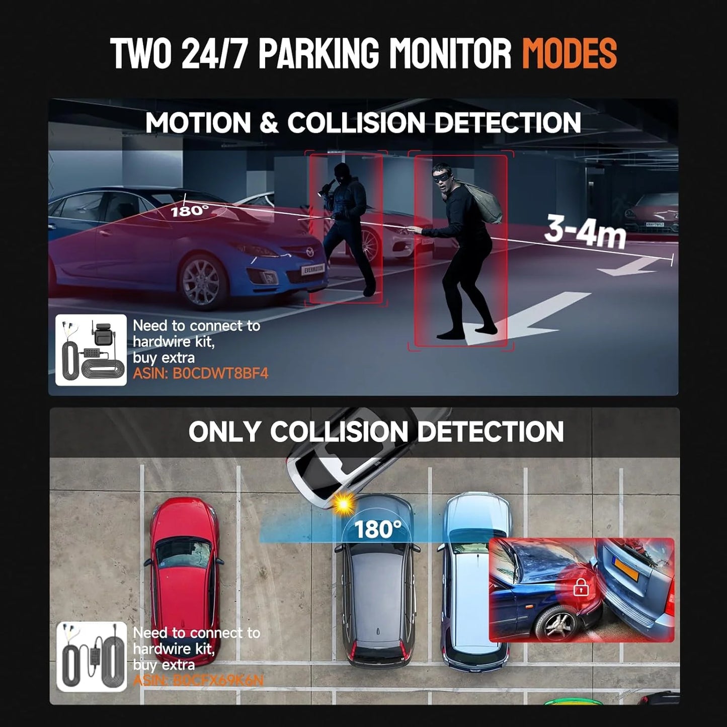 360° Dash Cam 4-Channel FHD 4*1080P Wi-Fi GPS Voice Control Car Camera, Front 2K+1080P*2 Dash Cam, with 64GB SD Card, Night Vision, 24-Hour Parking Mode