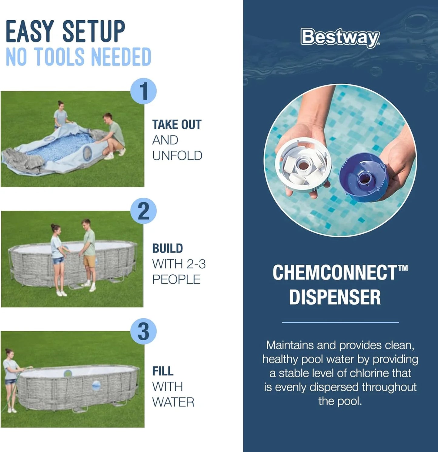 Power Steel Swim Vista Series II 14' x 8' 2" x 39.5" Above Ground Outdoor Swimming Pool Set with 530 GPH Filter Pump, Ladder, and Pool Cover