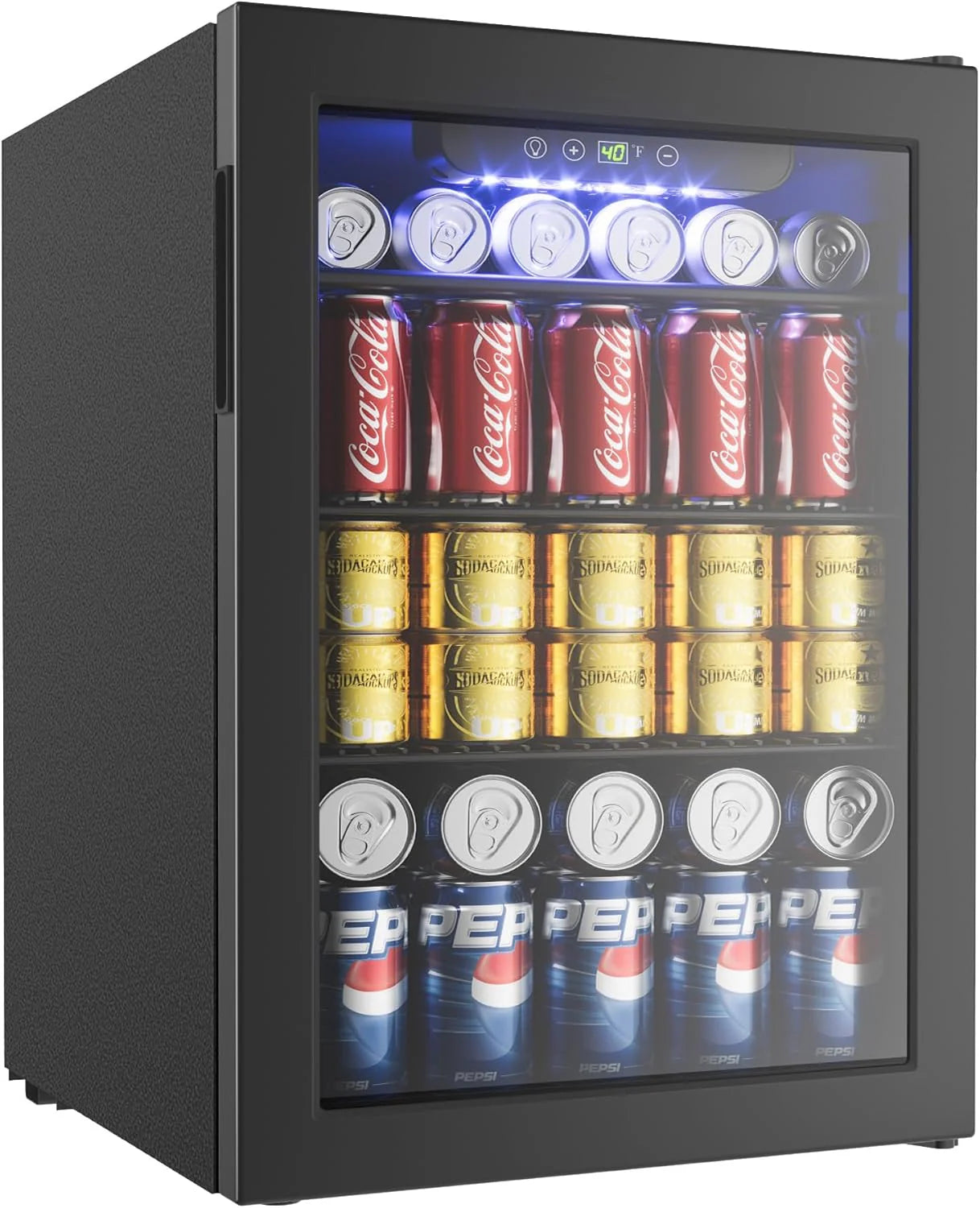 EUHOMY Beverage Refrigerator Cooler, 130 Can Mini Fridge with Glass Door for Soda Beer or Wine, Beverage Cooler for Home, Office, Bar with Adjustable Removable Shelves, Silver