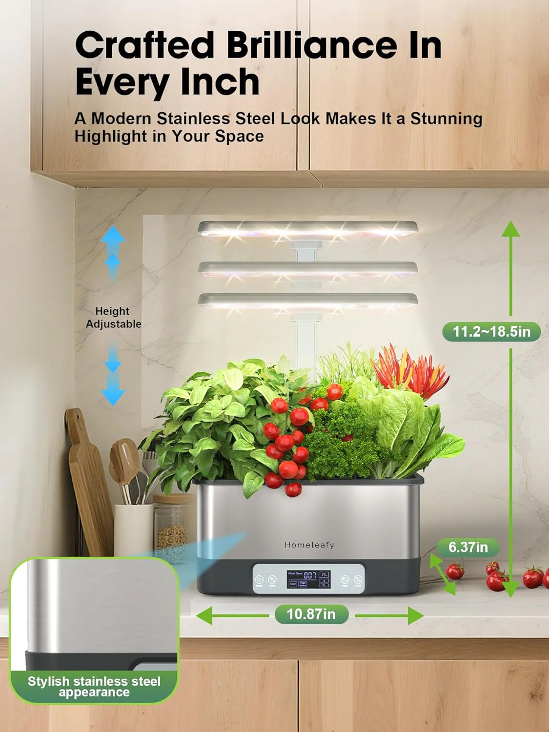 Hydroponic Grow System Kit, 8 Smart Indoor Herb Gardens with WiFi App Control, Seed Pod Kit