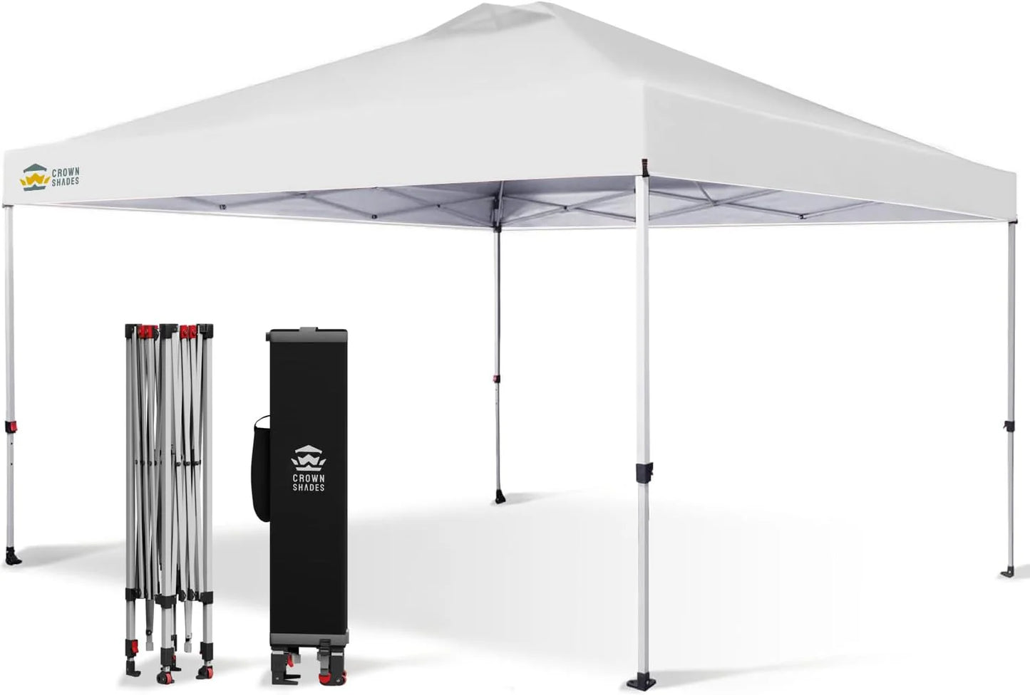 10x10 Pop-Up Awning - One-Click Installation Beach Tent - Outdoor Sunshade Silver Coated Top, 3 Heights and 4 Sand Pockets