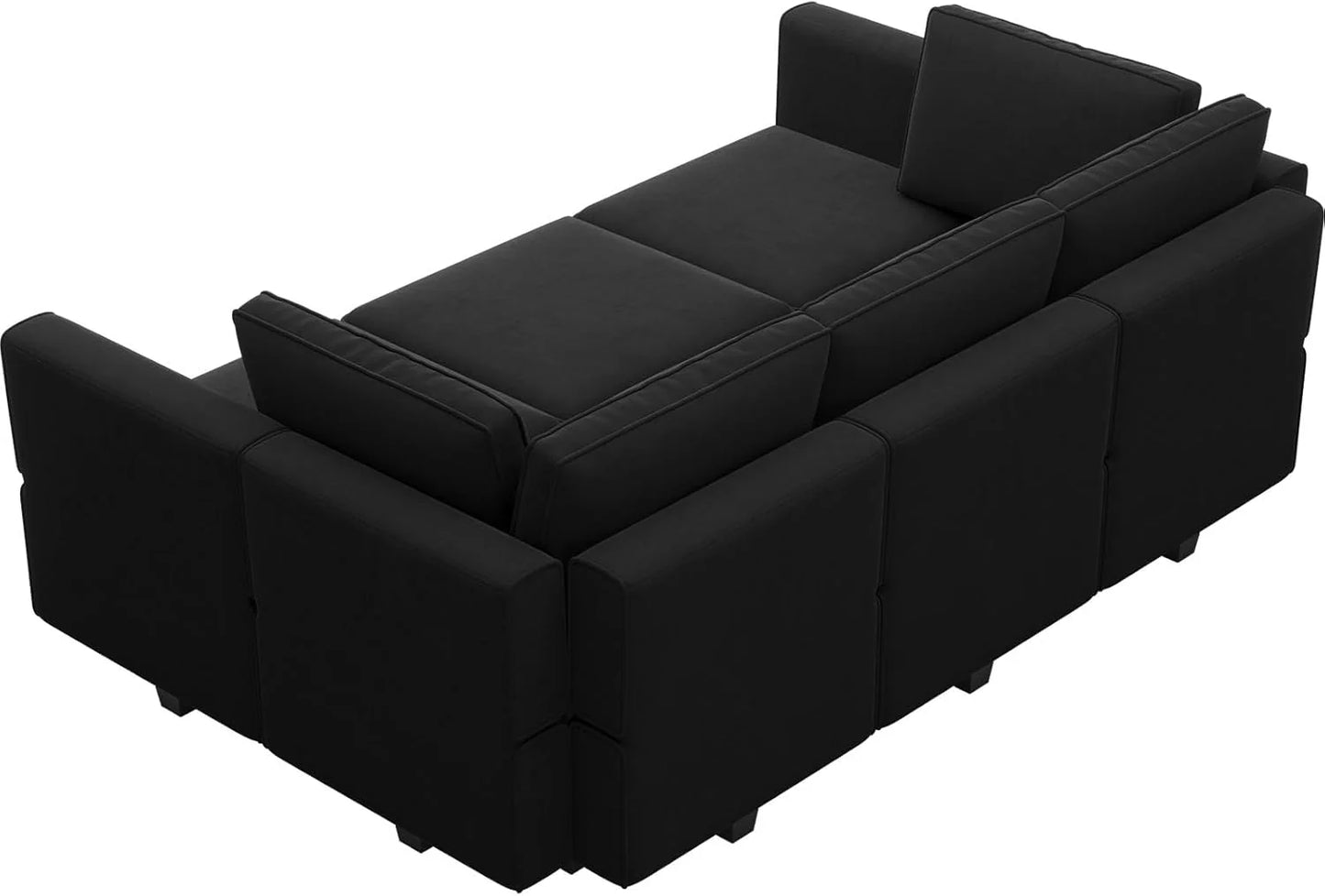 Belffin Modular Sectional Sofa with Ottomans Velvet Reversible Sleeper Chaise Bed Storage Seat Black