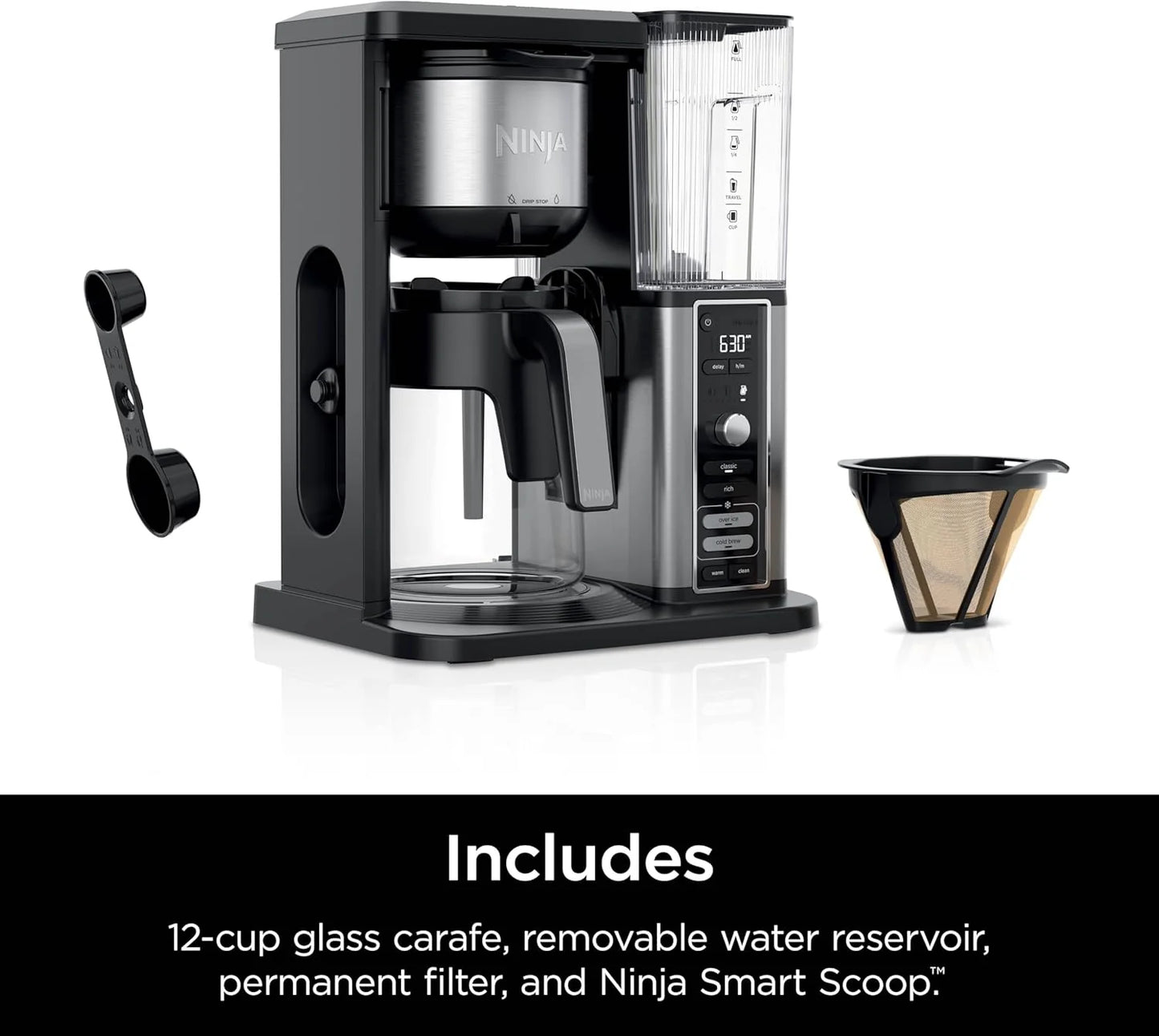 Extra Large Hot and Iced Coffee Maker with Fast Cold Brew, 4 Brewing Methods, 8 Sizes (Small to Travel), Single-Cup Coffee Maker, 12-Cup Capacity