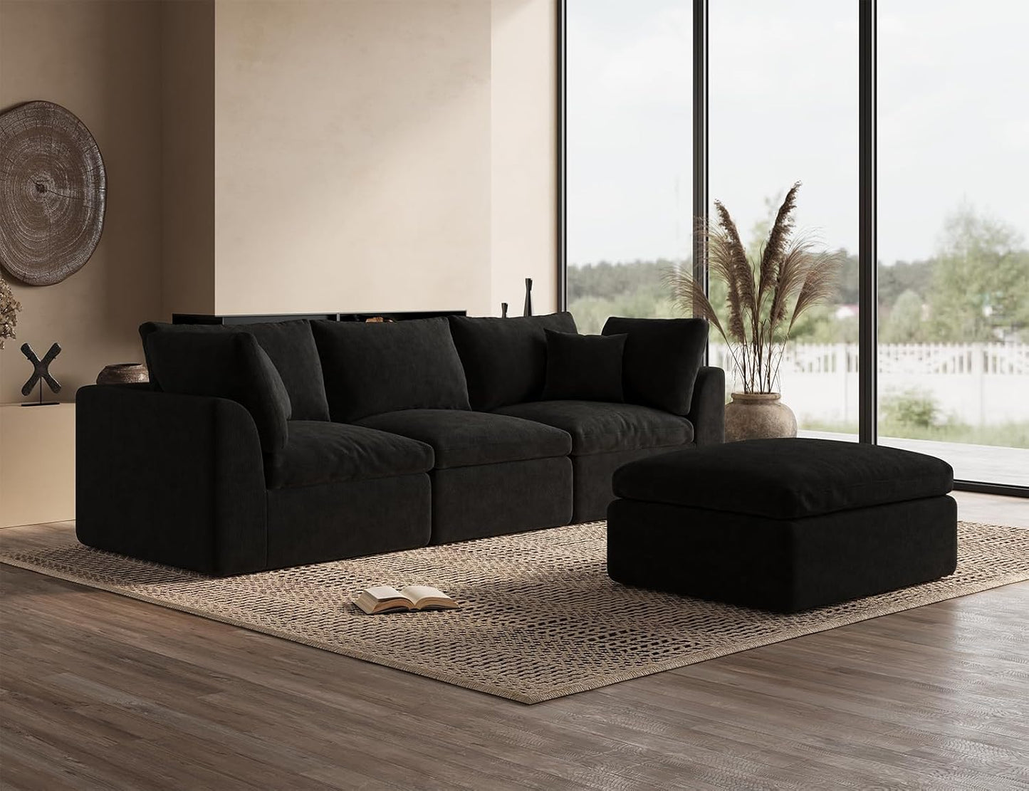 110 inch cloud sectional sofa for living room, convertible L-shaped sofa 3 seater sectional sofa