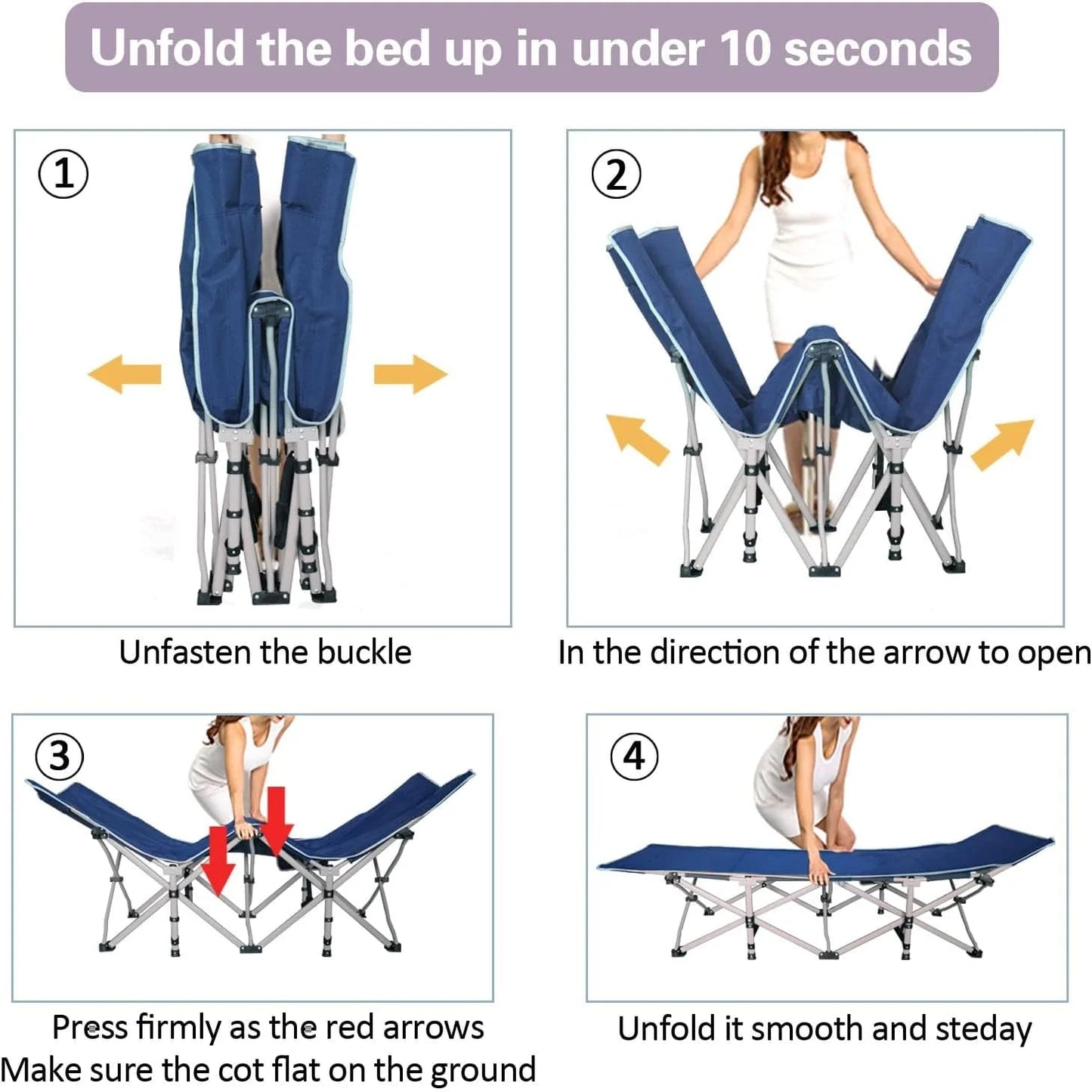 2-Pack Camping Cots with Mattress Comfortable Folding Bed Heavy Duty Baby Cot