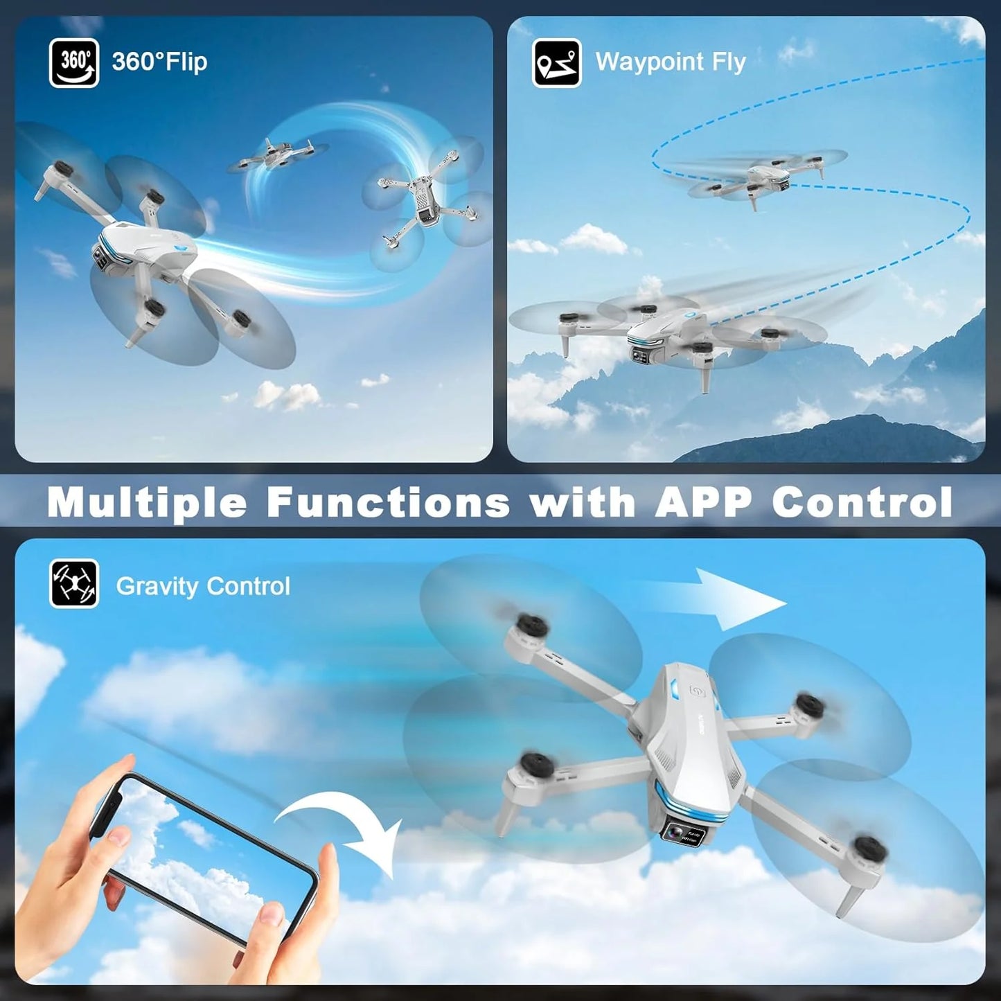 2K HD FPV Drone for Adults with Camera - Altitude Hold Foldable and Portable