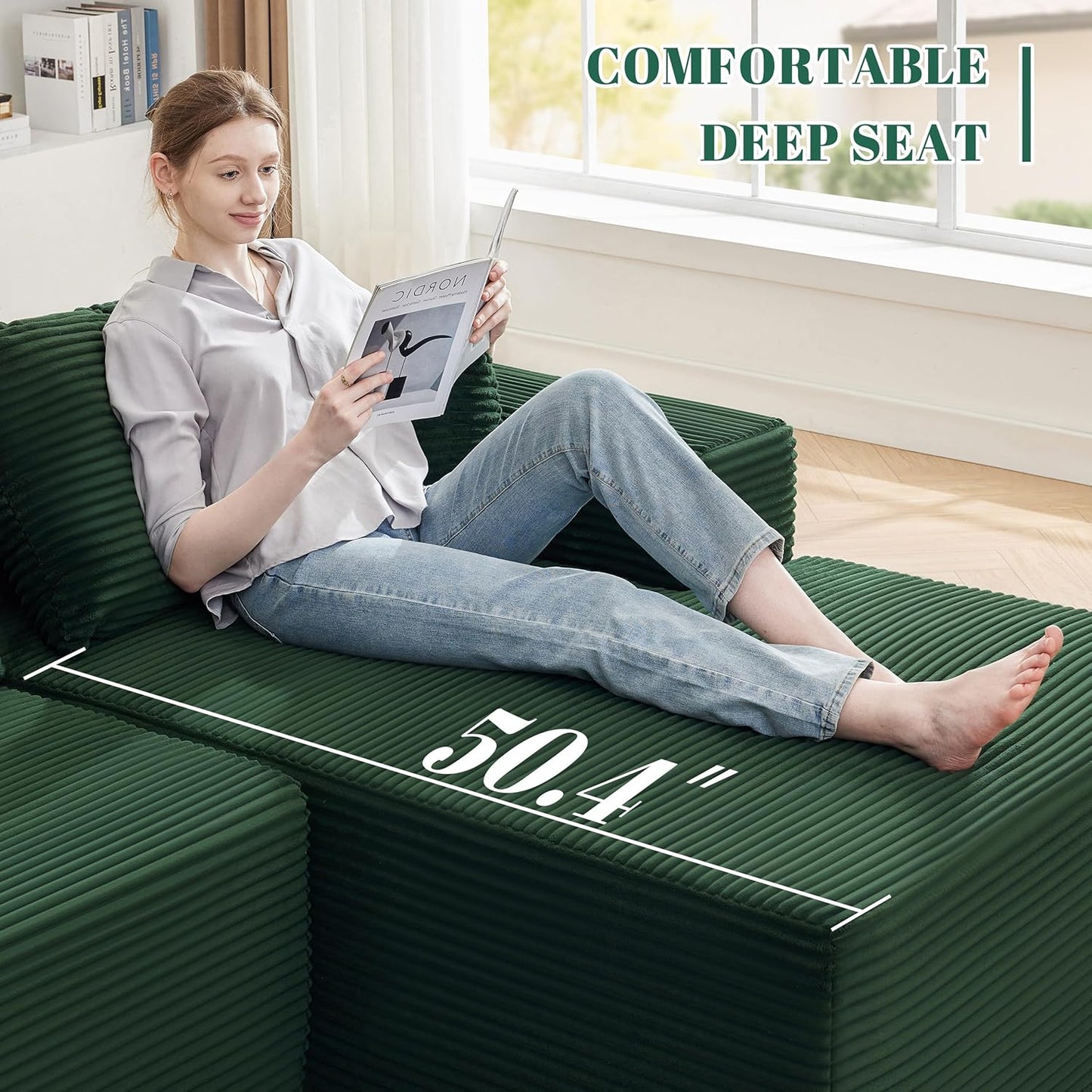 110-inch cloud sofa, boneless sofa in the living room, modular sofa with deep seats