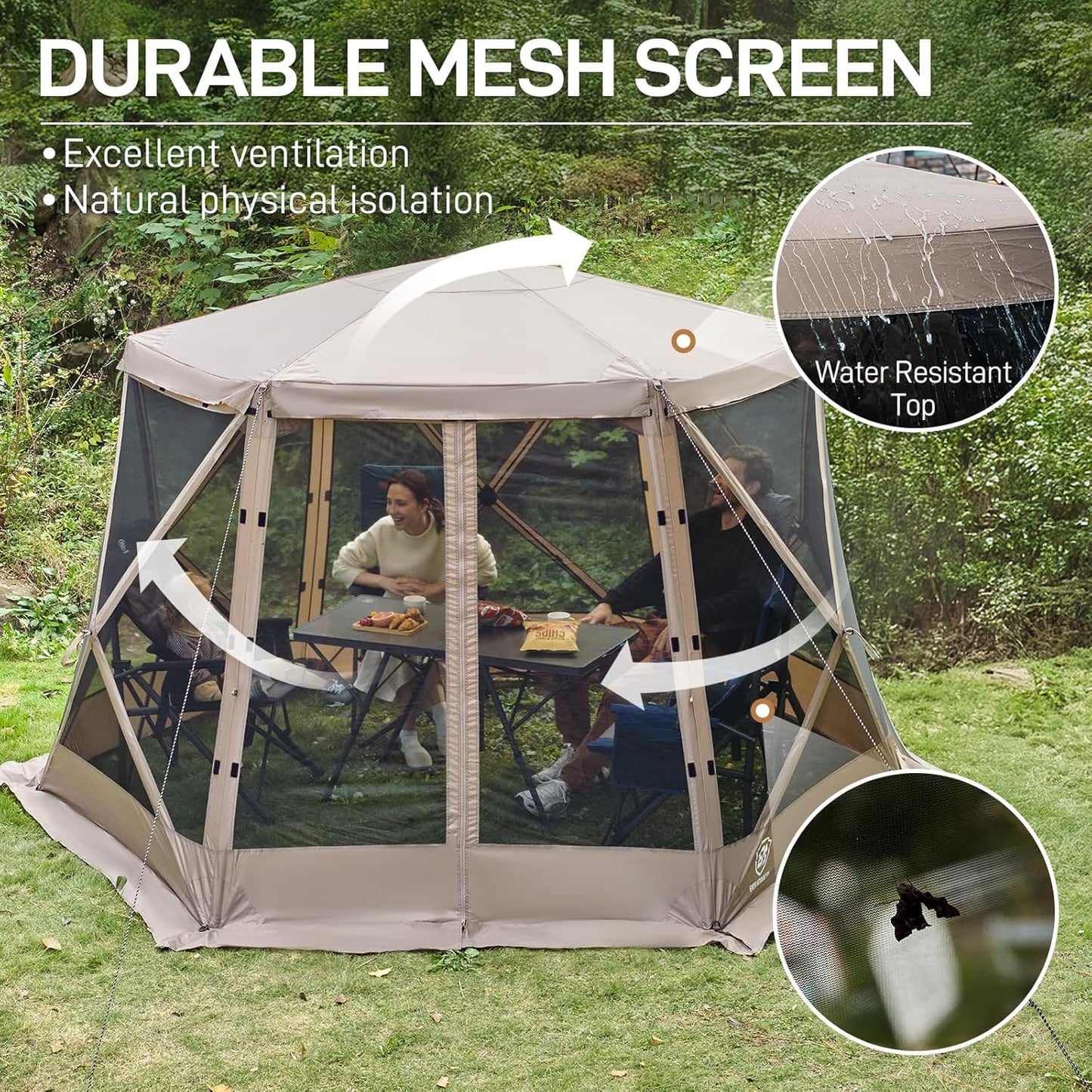 Pop up Screen House Tent for Camping 11.5 x 9.8 ft, Instant Screened Gazebo Canopy with Netting, Portable Shelter Enclosure