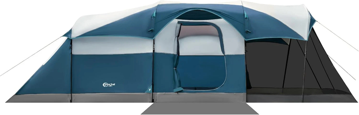 PORTAL 6/8/10 Person Family Camping Tent with Screen Room, Water Resistant Big Tunnel Tent with Rainfly, Large Family Tent for Outdoor Camping, Party