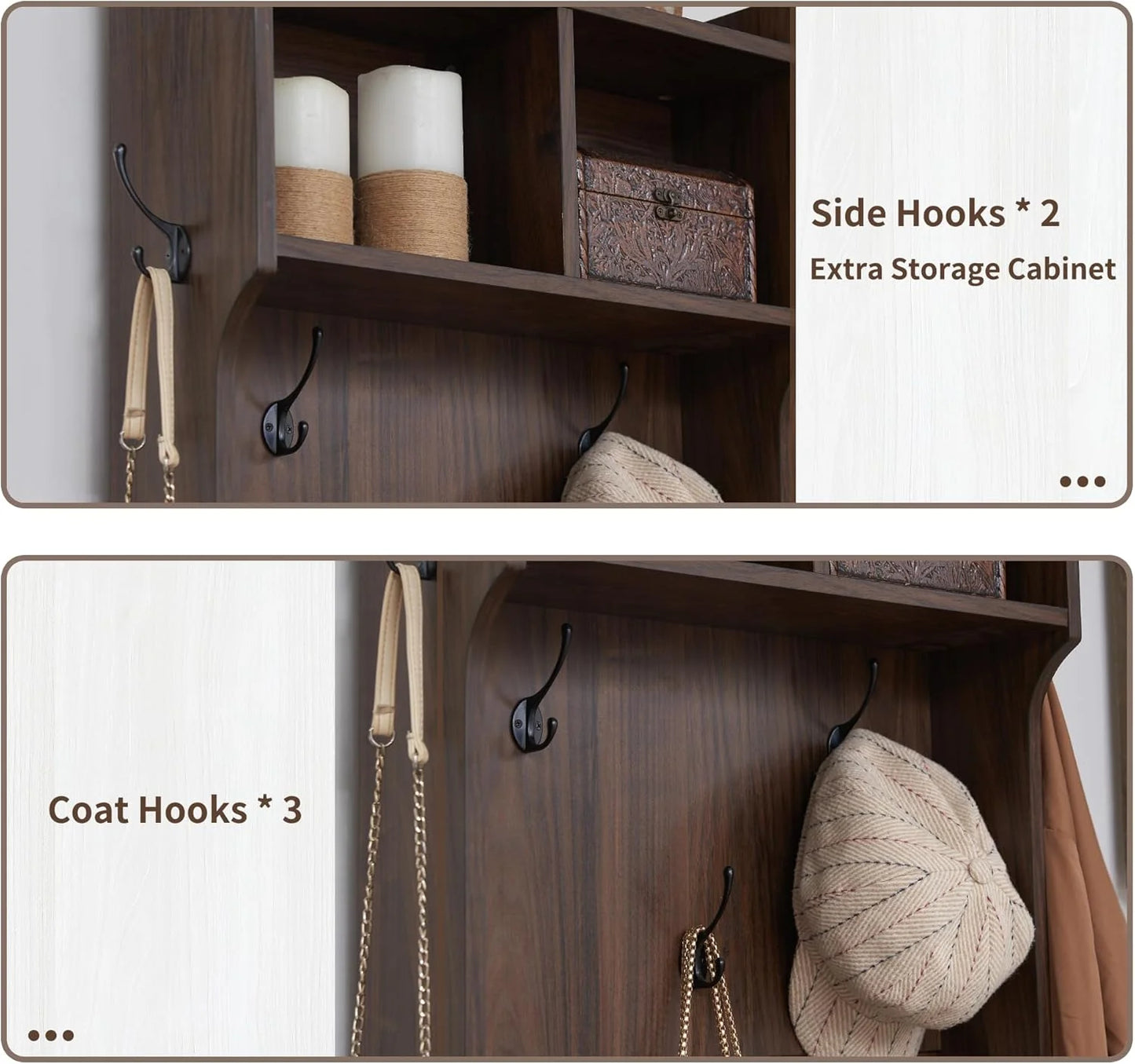 JXQTLINGMU 59-inch Farmhouse Foyer Tree with Shoe Storage, Entryway Bench Foyer Coat Rack Cabinet