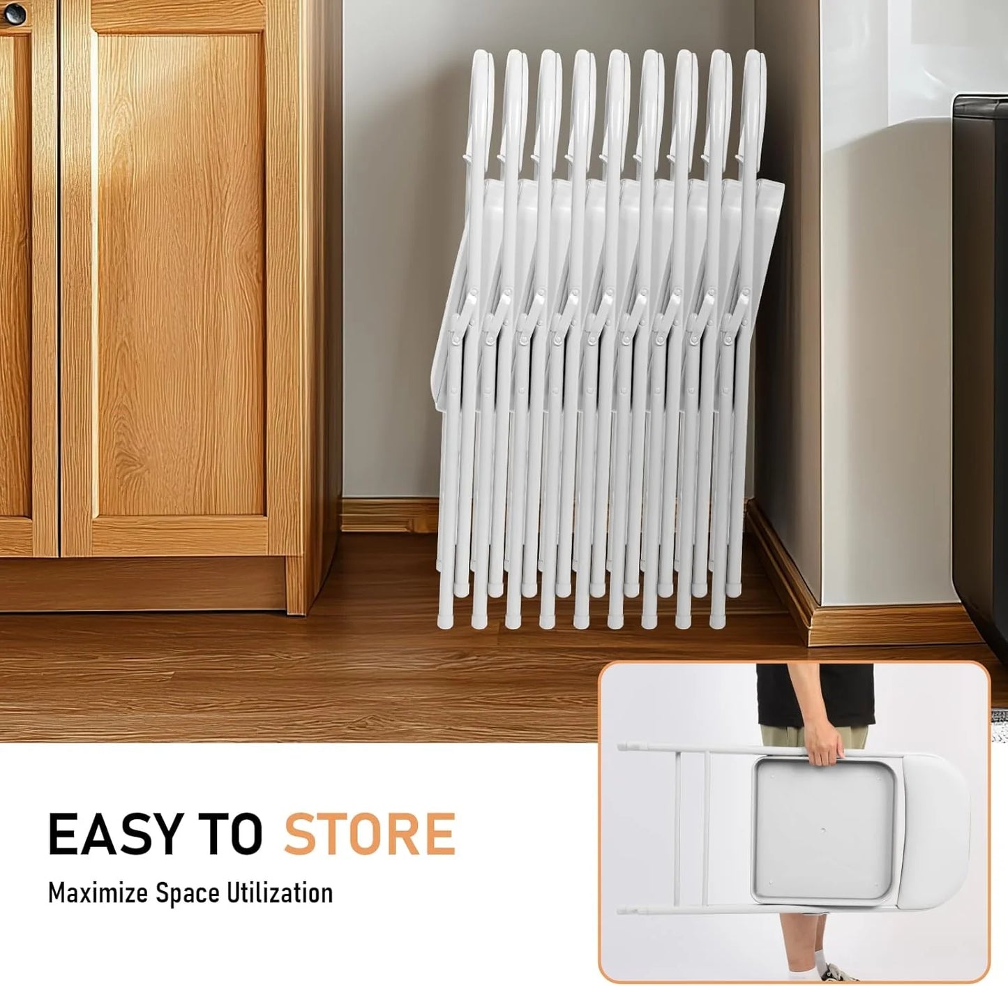 6 Pack Black Folding Chairs with Leather Chairs for Indoor and Outdoor Events Office Wedding Party Upholstered Chairs