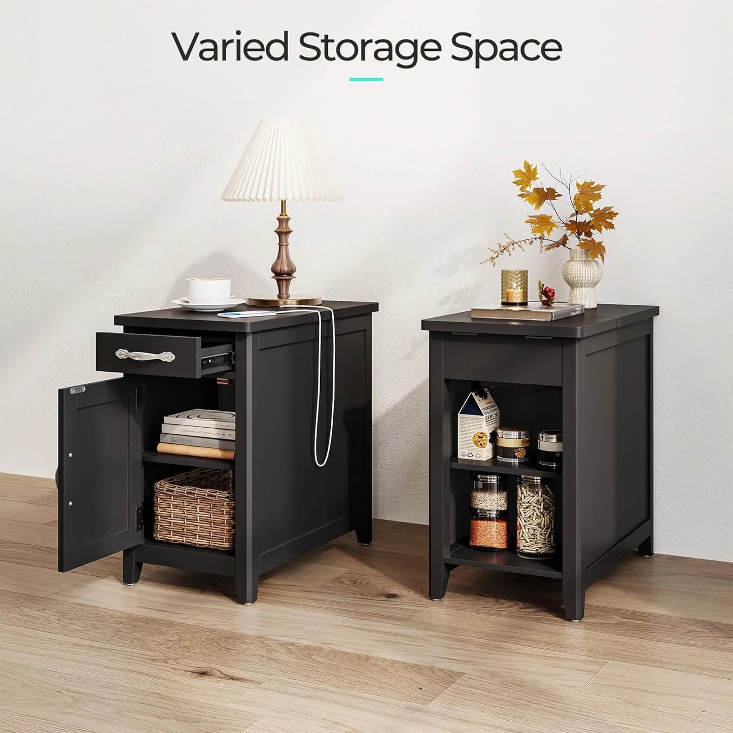 Farmhouse End Table Narrow Side Table Small Nightstand