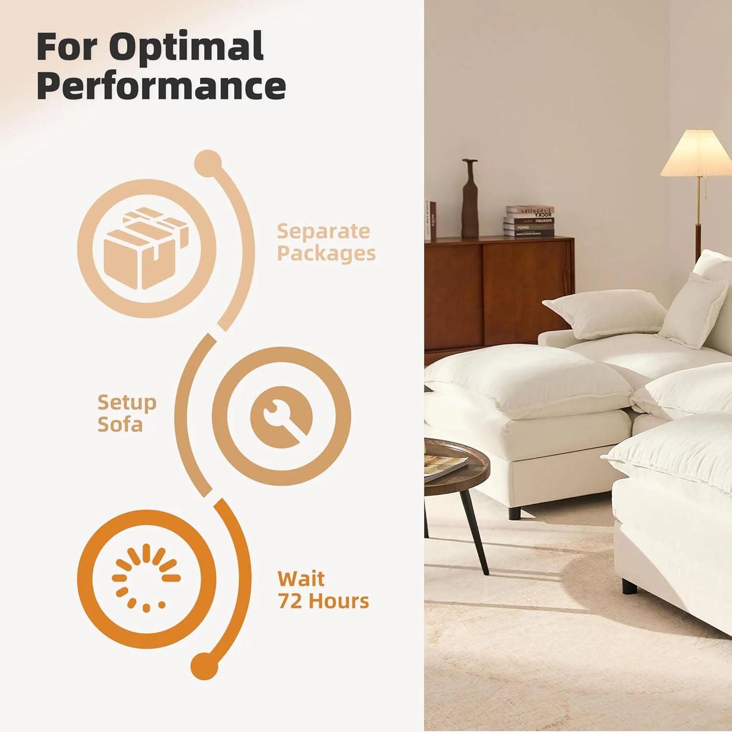 108" U-shaped sofa, modular sofa Comfortable cloud sofa