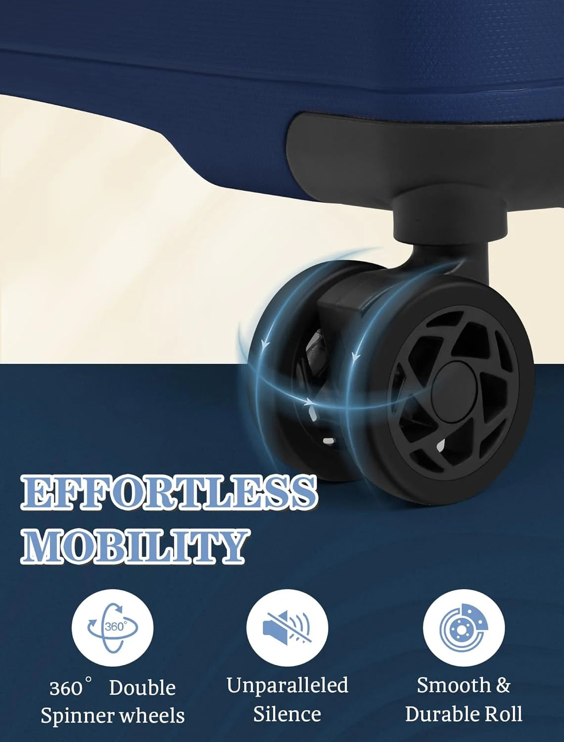 5-piece luggage set with wheels, ABS hardshell suitcase with spinner wheels