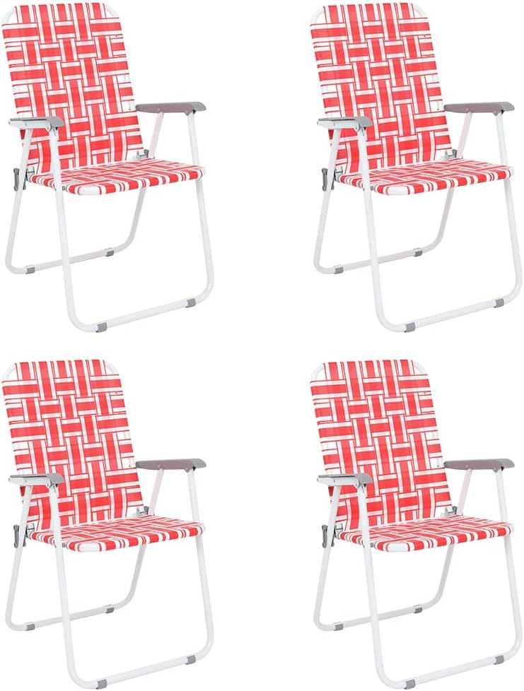 VINGLI Patio Lawn Webbed Folding Chairs Set of 2, Outdoor Beach Portable Lawn Chair Camping Chair Beach Chair