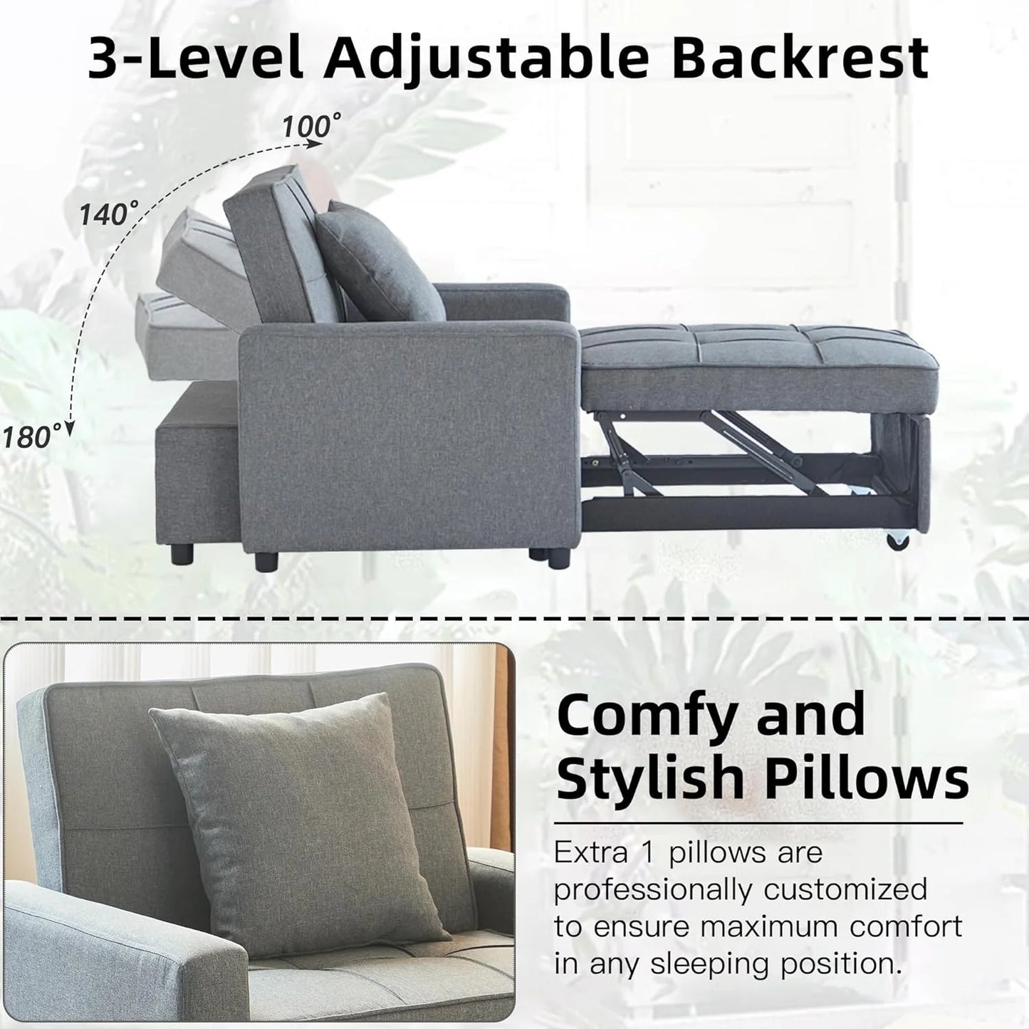 Sofa Bed Chair Convertible Sleeper Sofa with Pull-Out Bed