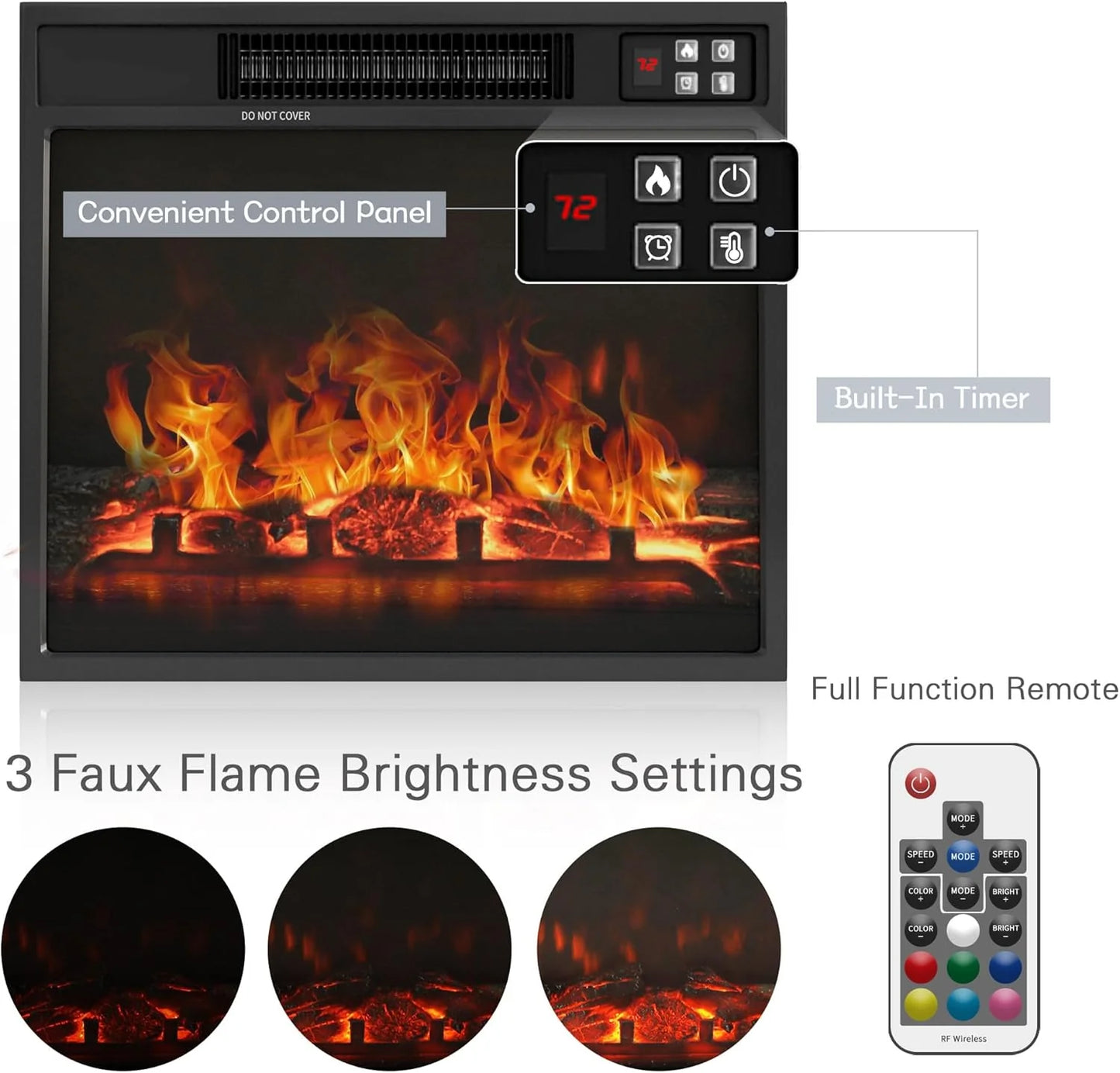 YESHOMY Fireplace TV Stand with Two Barn Doors and Storage Cabinets for Televisions up to 65+ Inch, Entertainment Center Console Table, Media Furniture for Living Room, 58 Inch