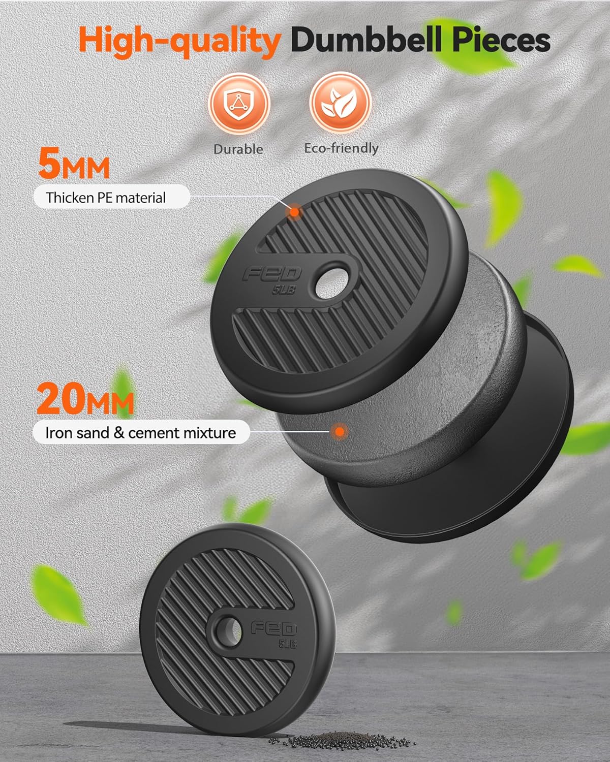 Feierdun adjustable dumbbells with connectors Barbell, kettlebell, push-up stand