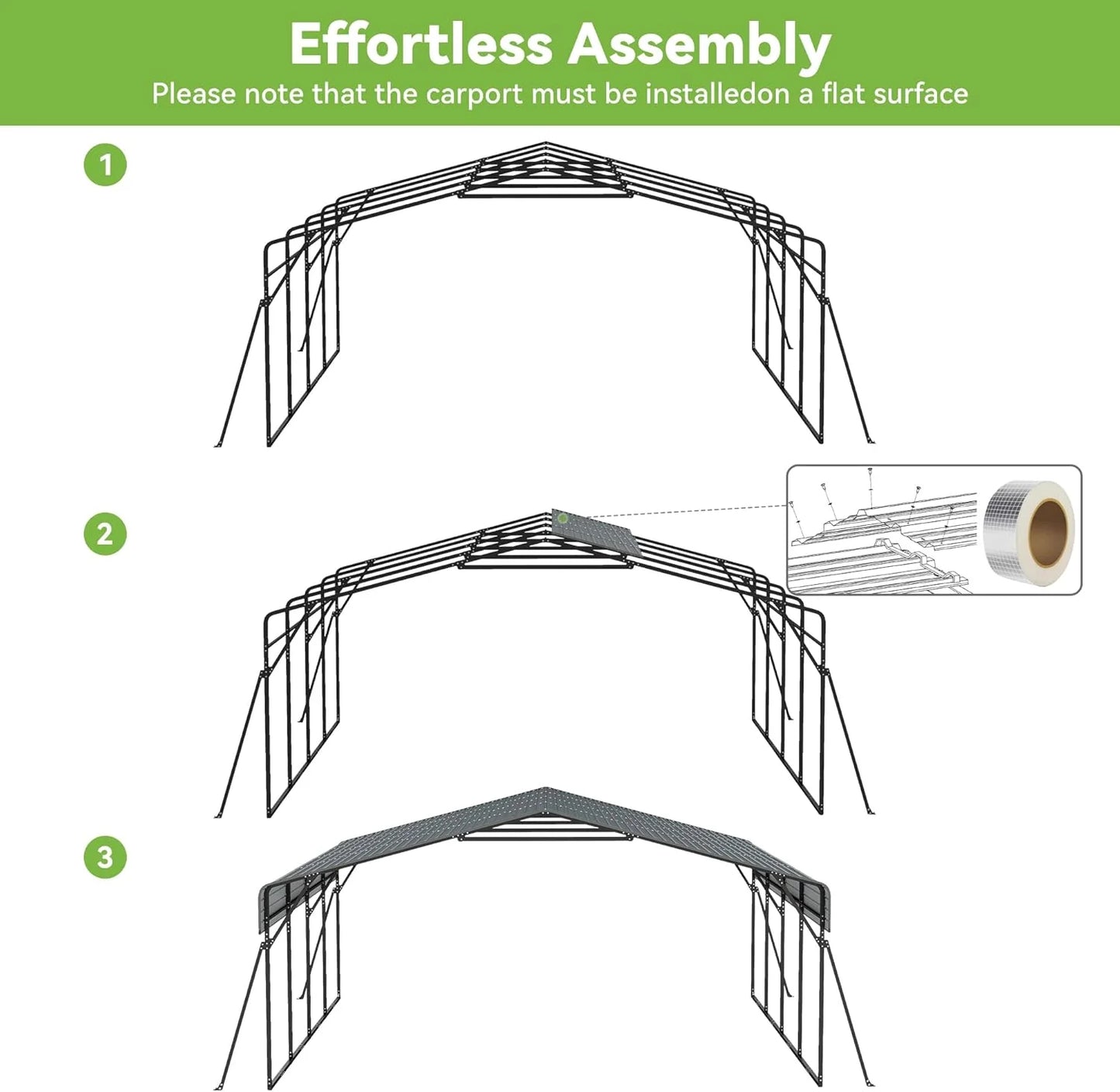 10'x15' Heavy Duty Metal Carport, Outdoor Garage Car Shelter Shade with Heavier Frame