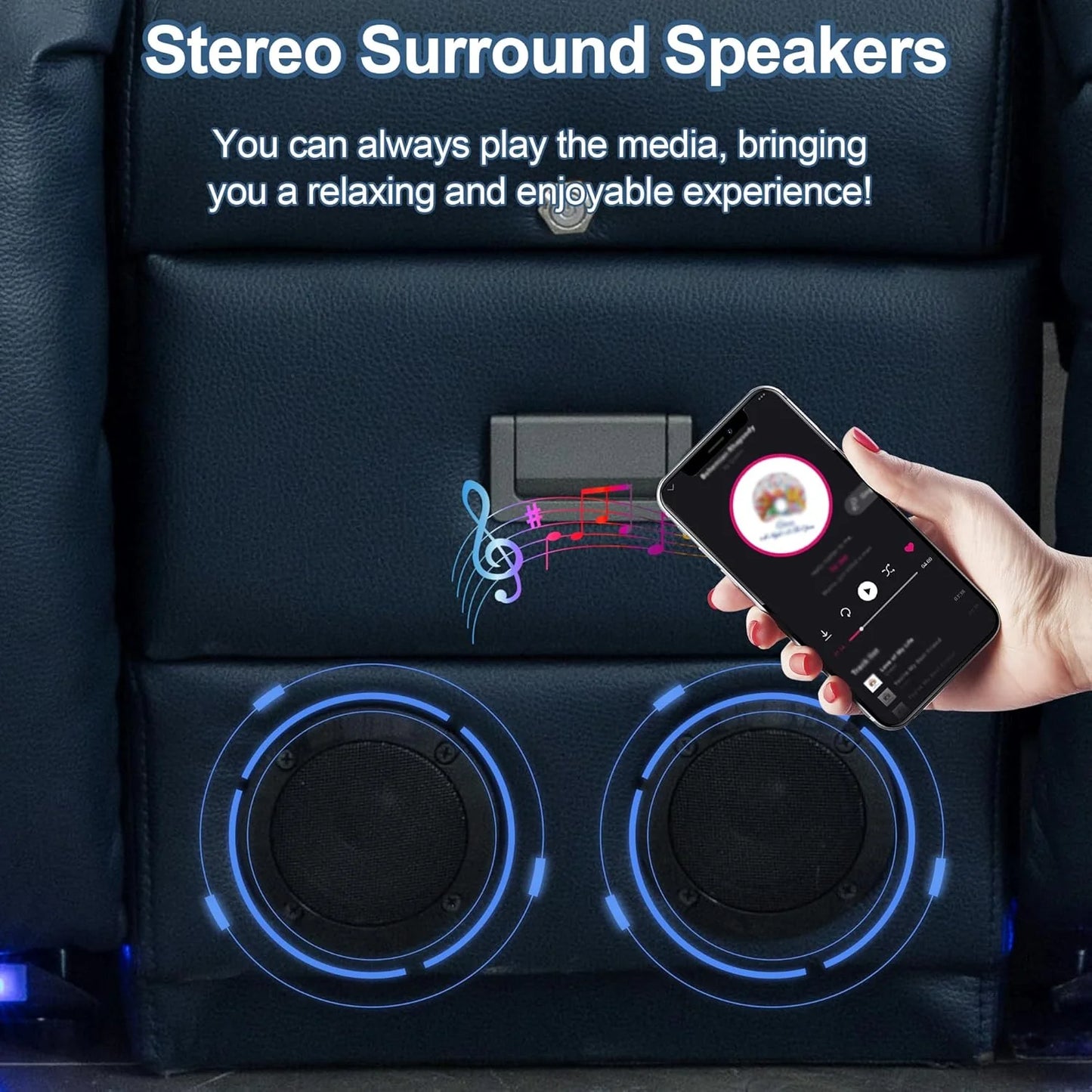 TUNYI Power Loveseat Recliner Sofa with Massage & Heat Home Theater Seating with Console Electric Recliner RV Sofa with USB/Outlet/Storage/Side Pocket/LED Light/Speaker (Brown, Loveseat)