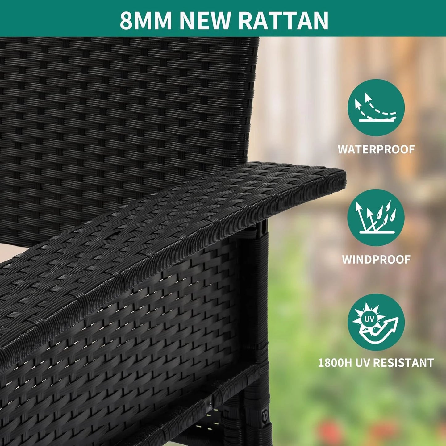 YITAHOME Hanging Porch Swing Chair Sits 3 People, Wicker Outdoor Swing Bench, Patio Lounge Chair, 1 Seating Cushion and 3 Back Cushions, w/Removable Covers, for Garden, Balcony, Backyard, Brown