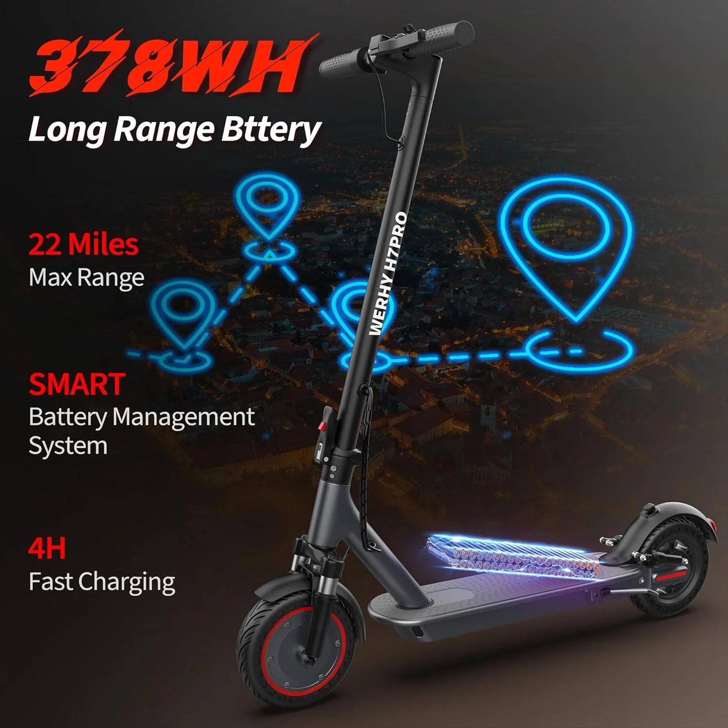 Electric Scooter, 350W/500W Motor, Top Speed 19/22 mph, Max 16/23/28Miles Ranges, Foldable E Scooter for Adults