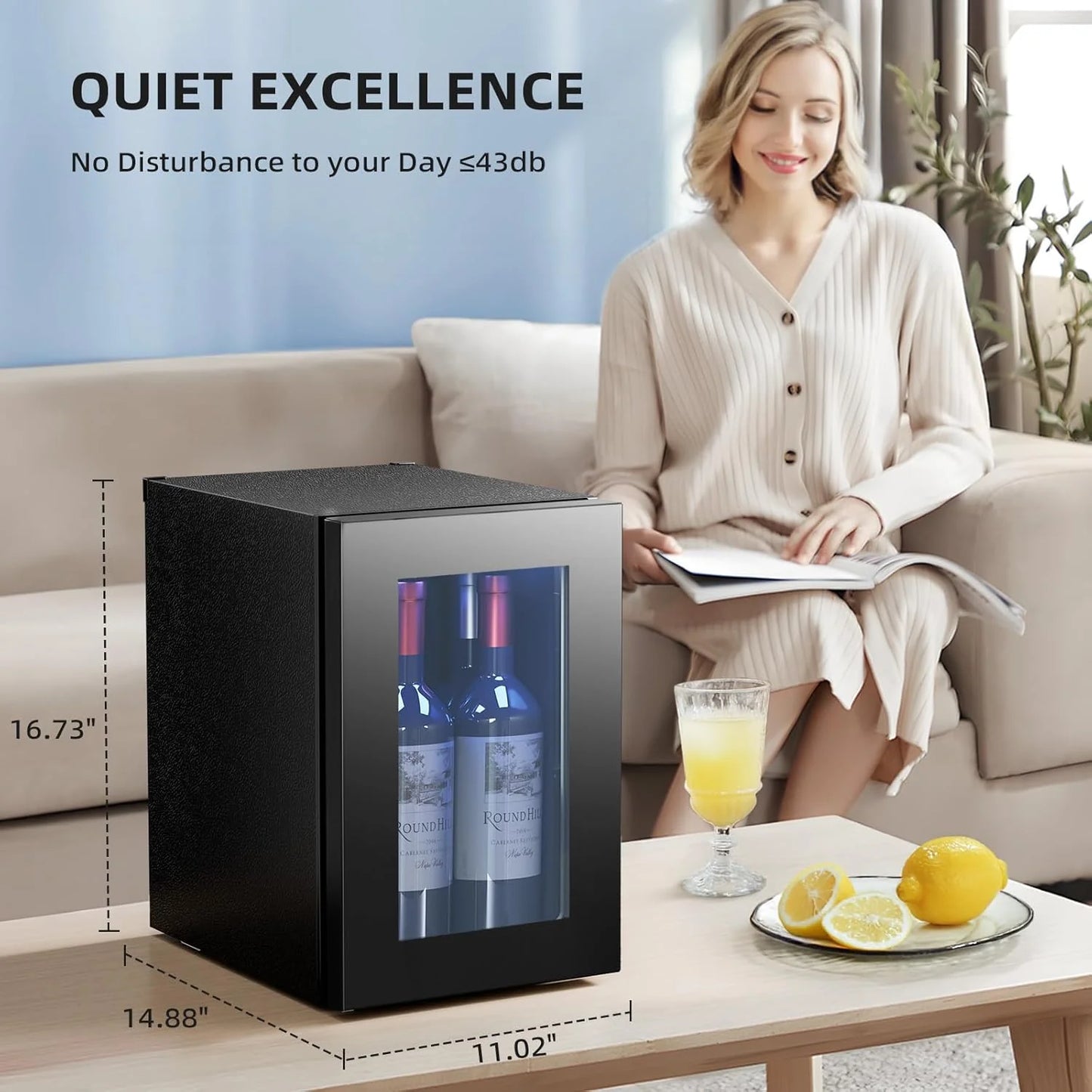 Antarctic Star 26 Bottle 130 Can Wine Cooler/Cabinet Beverage Refrigerator Mini Wine Cellar Beer Soda Clear Glass Door Bar Fridge Quiet Compressor Adjust Temp Freestanding Indoor Use 3.2cu.ft Black