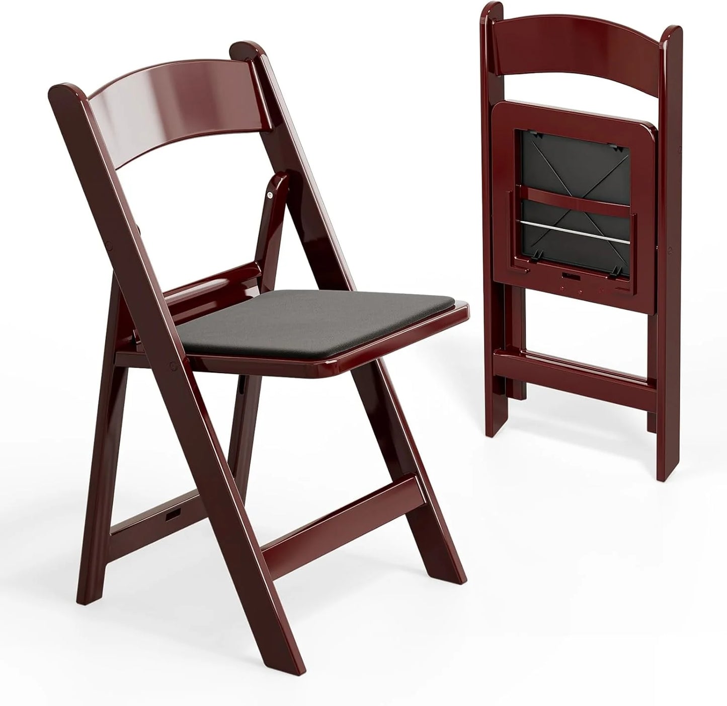 VINGLI Resin Folding Chair with Cushion Foldable Plastic Chair with Comfortable Cushioned Seat