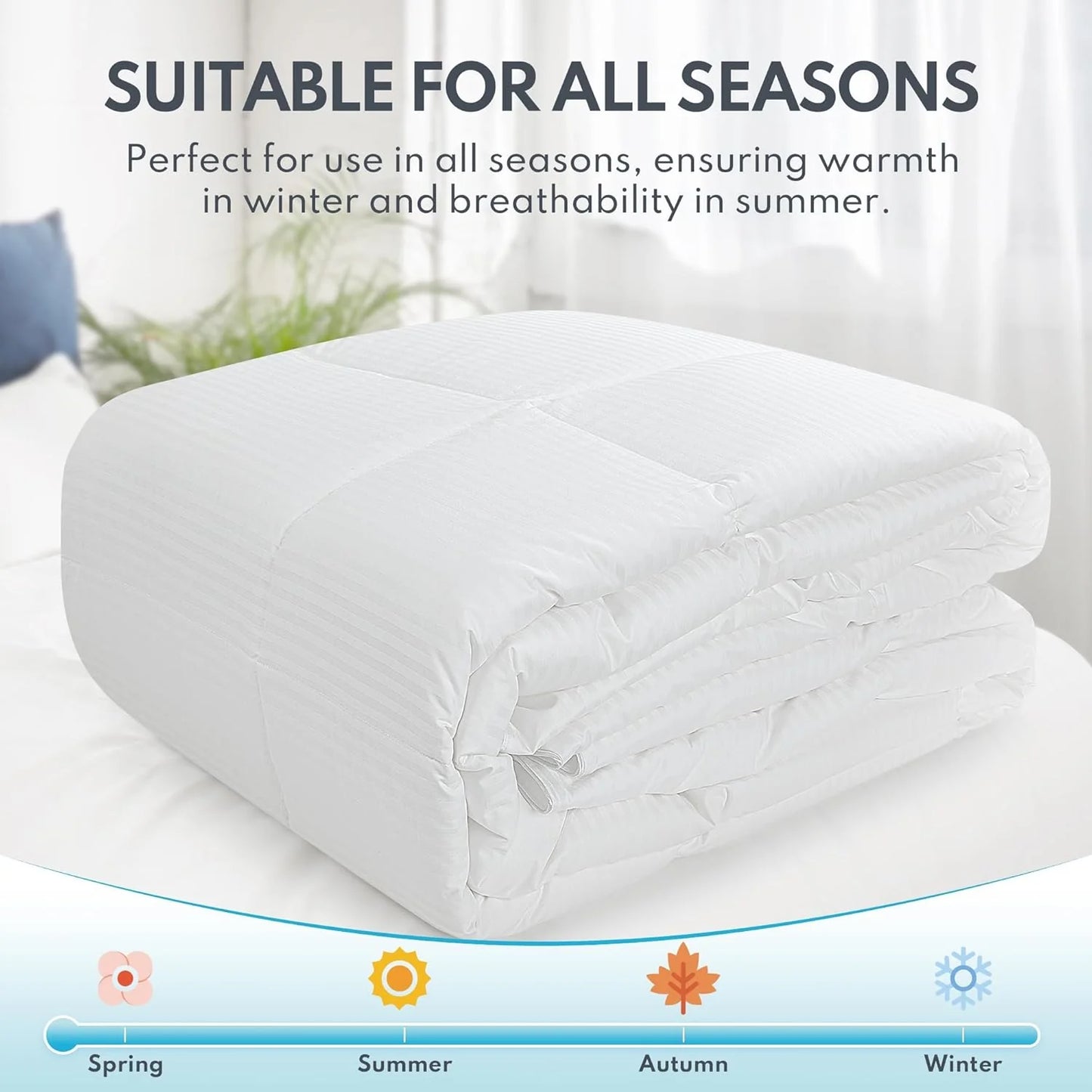 Down Fiber King Size Quilt Medium Warmth, 750+ Fill Power Premium Quilt