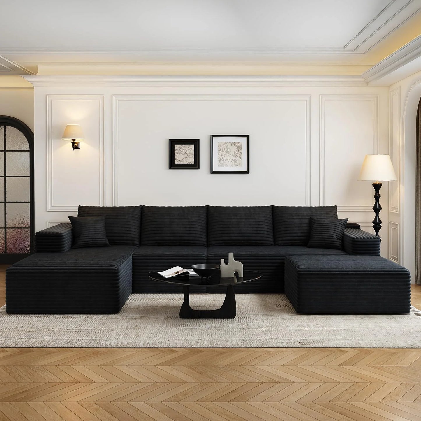 107.5 inch Cloud Modular Sectional Sofa with L-Shaped Chaise Lounge, Modern Minimalist Upholstered Sofa Deep Seating Corner Sofa