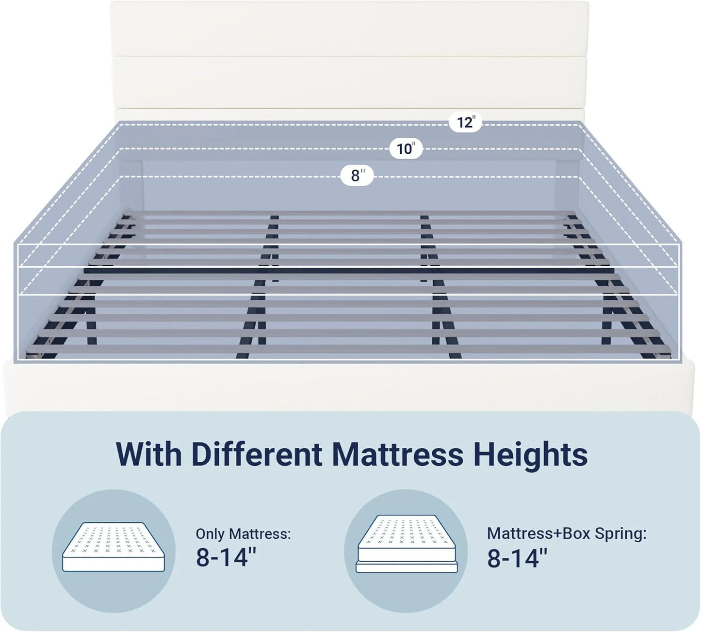 Allewie Queen Size Platform Bed Frame with Fabric Upholstered Headboard and Wooden Slats Support, Fully Upholstered Mattress Foundation/No Box Spring Needed