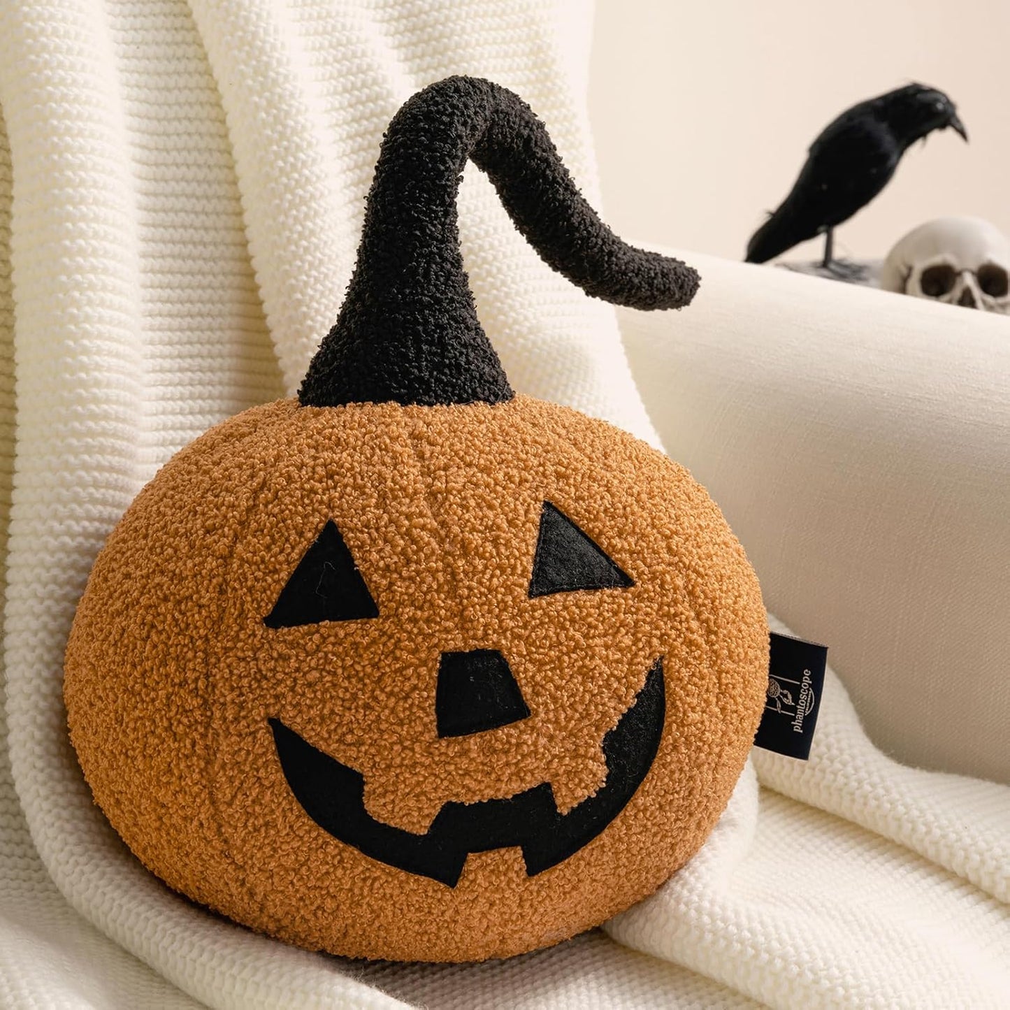 Happy Halloween Pumpkin Shaped Throw Pillow