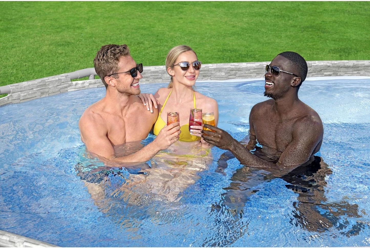 Power Steel Swim Vista Series II 14' x 8' 2" x 39.5" Above Ground Outdoor Swimming Pool Set with 530 GPH Filter Pump, Ladder, and Pool Cover