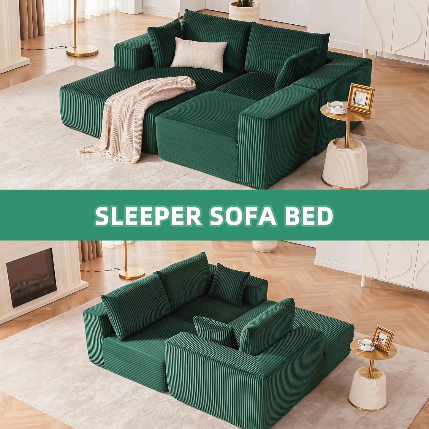 108-inch modular sofa, cloud modular sofa, with deep seat and reclining chair, upholstered sofa